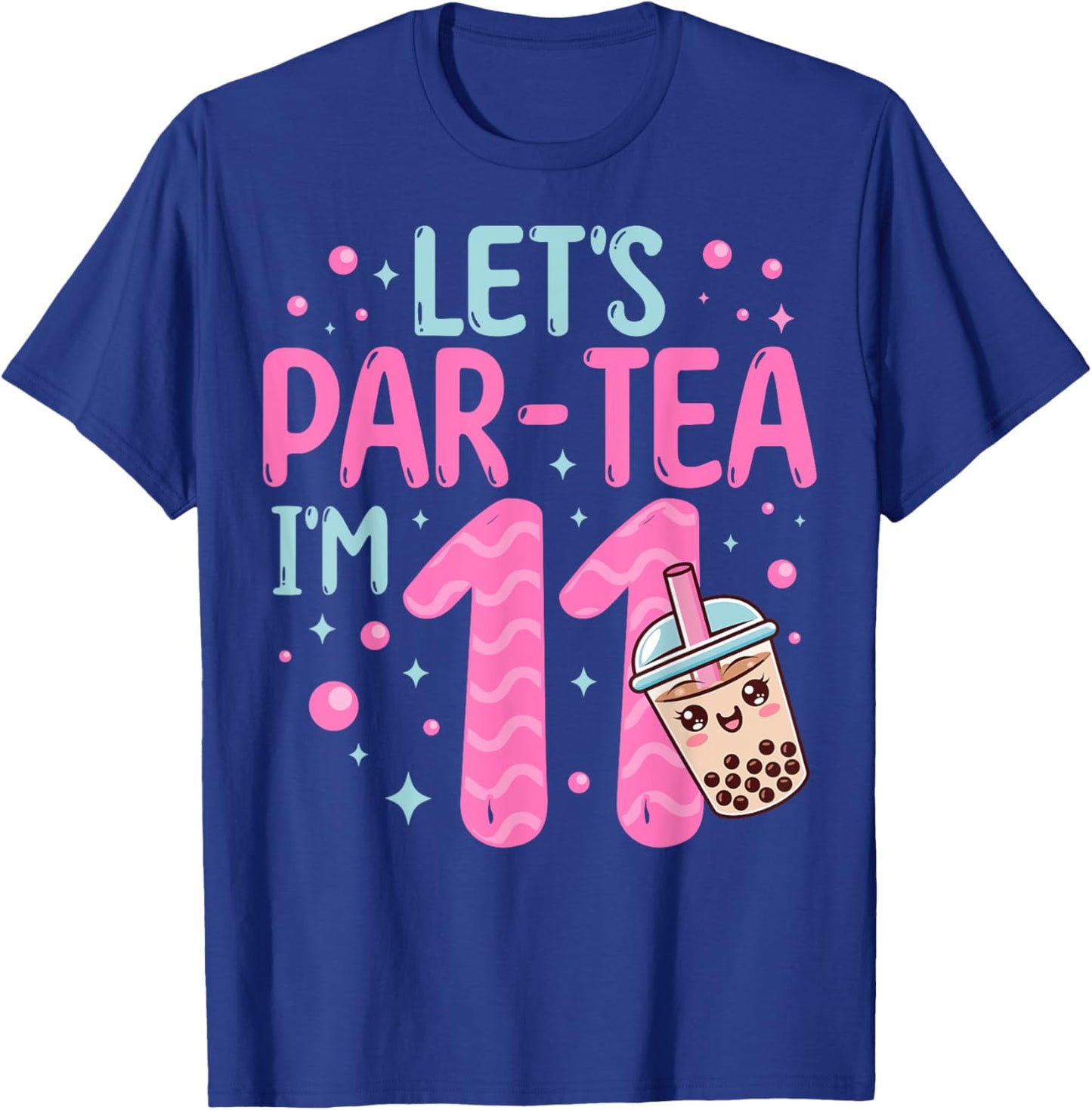 Let's Par-tea I'm 11 Years Old 11th Birthday Bubble Boba Tea T-Shirt - T-Shirt | Royal