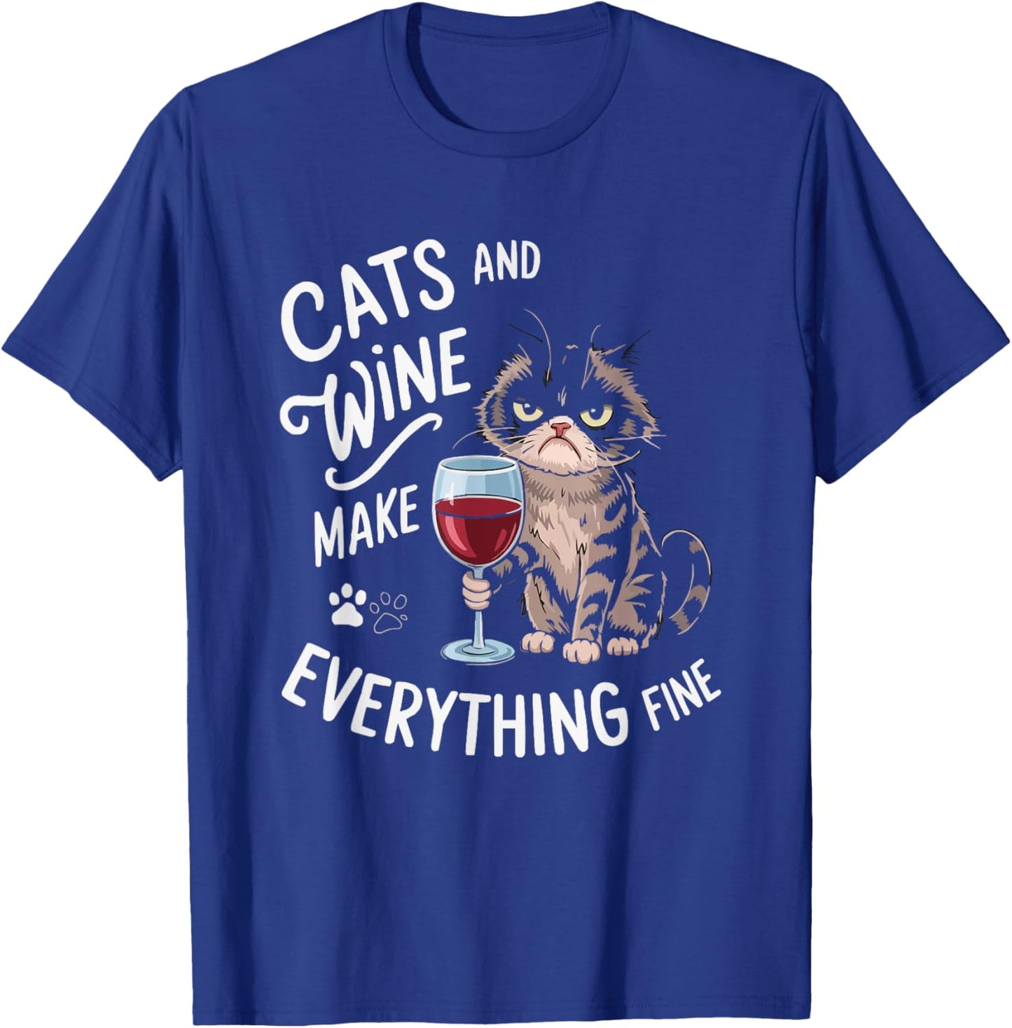 Wine Cat Owner Kitty Meow Alcohol Drinking Winemaker T-Shirt - T-Shirt | Royal