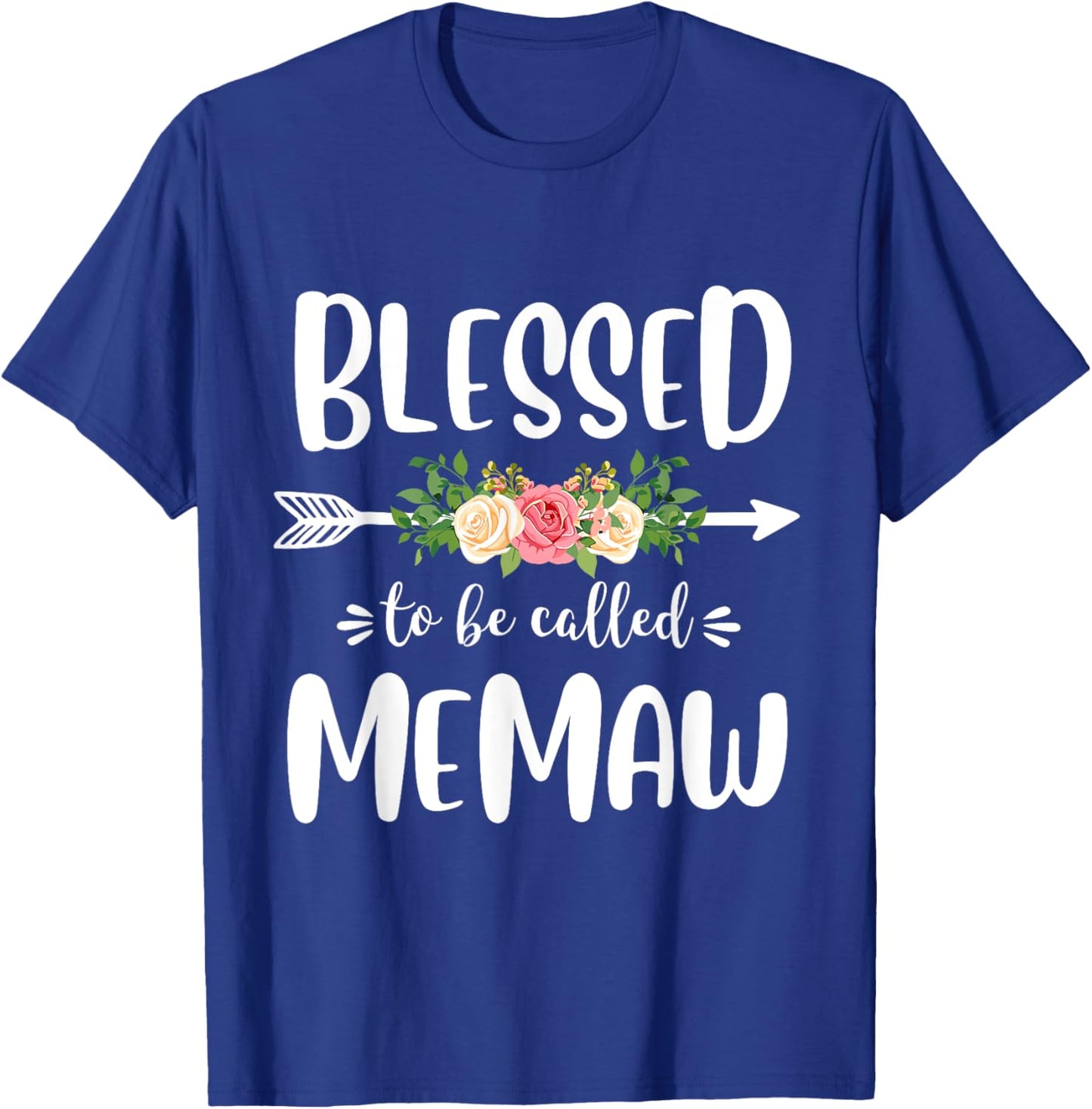 Blessed to be called Memaw Floral Arrow Design Mothers Day T-Shirt - T-Shirt | Royal