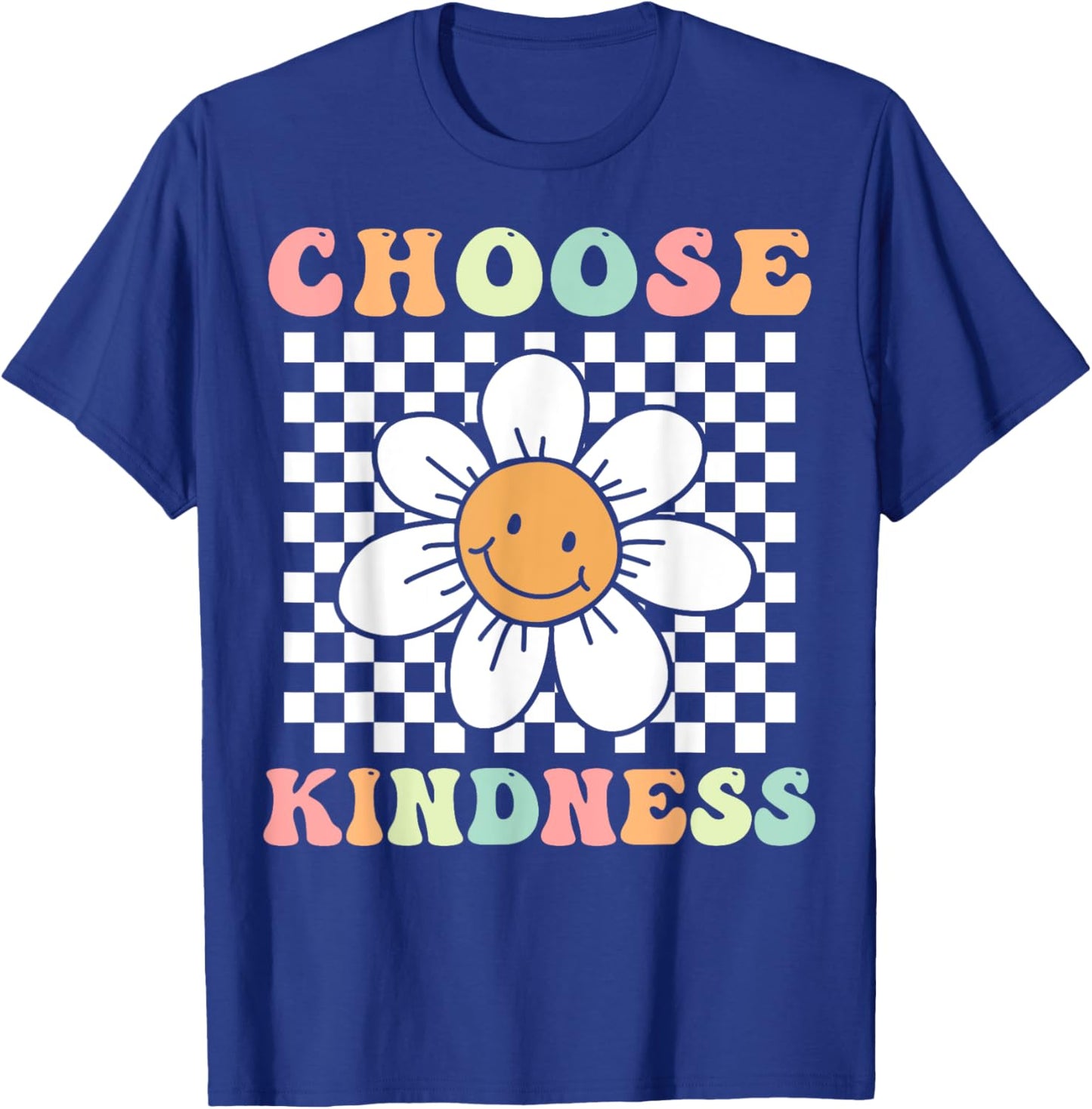 Groovy Choose Kindness Retro Daisy Flower Positivity Be Kind T-Shirt - T-Shirt | Royal