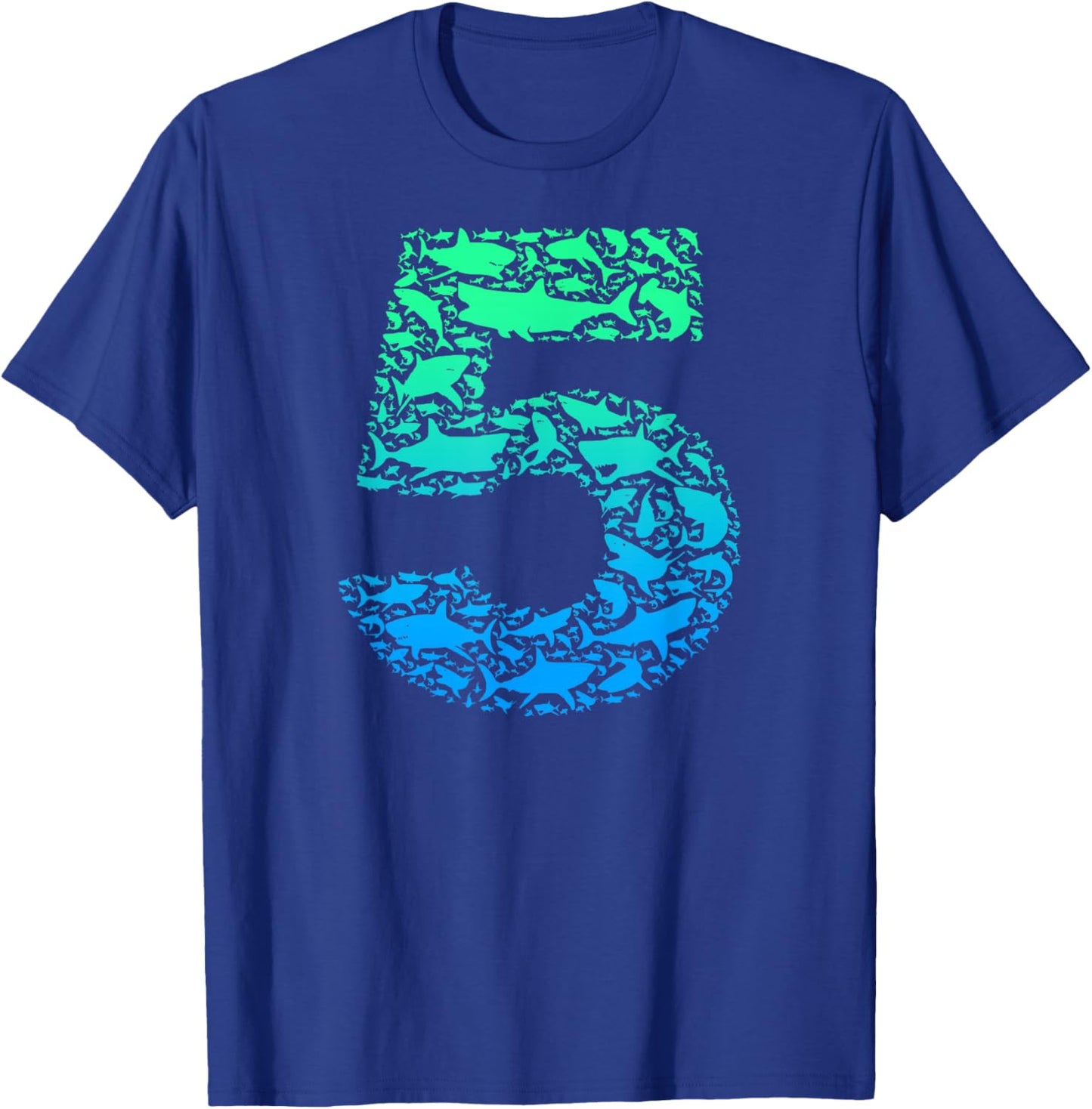 5th Birthday Kids Girls Boys 5 Year Old - Shark Number "5" T-Shirt - T-Shirt | Royal