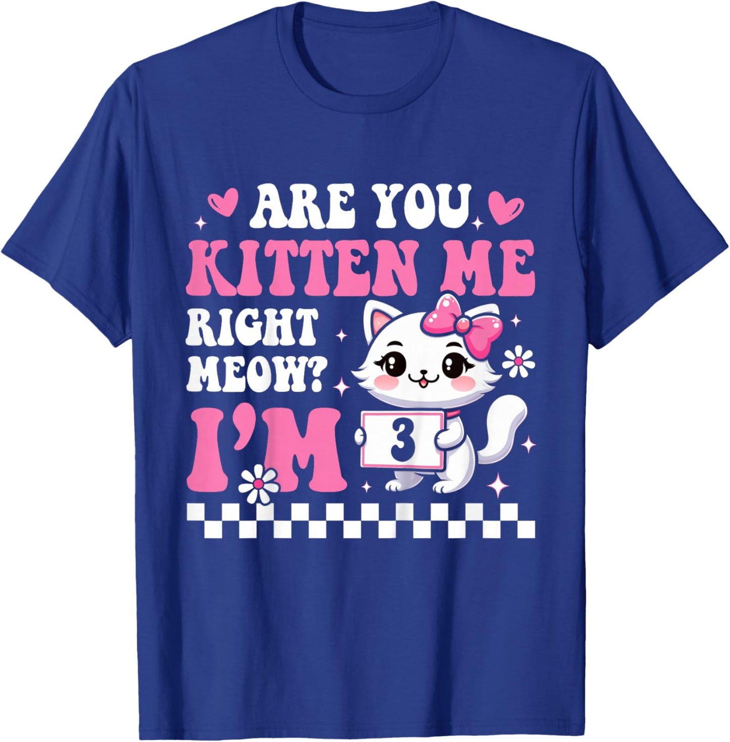 3rd Birthday Girl for Girl Three 3 Year Old Cat Lover Groovy T-Shirt - T-Shirt | Royal
