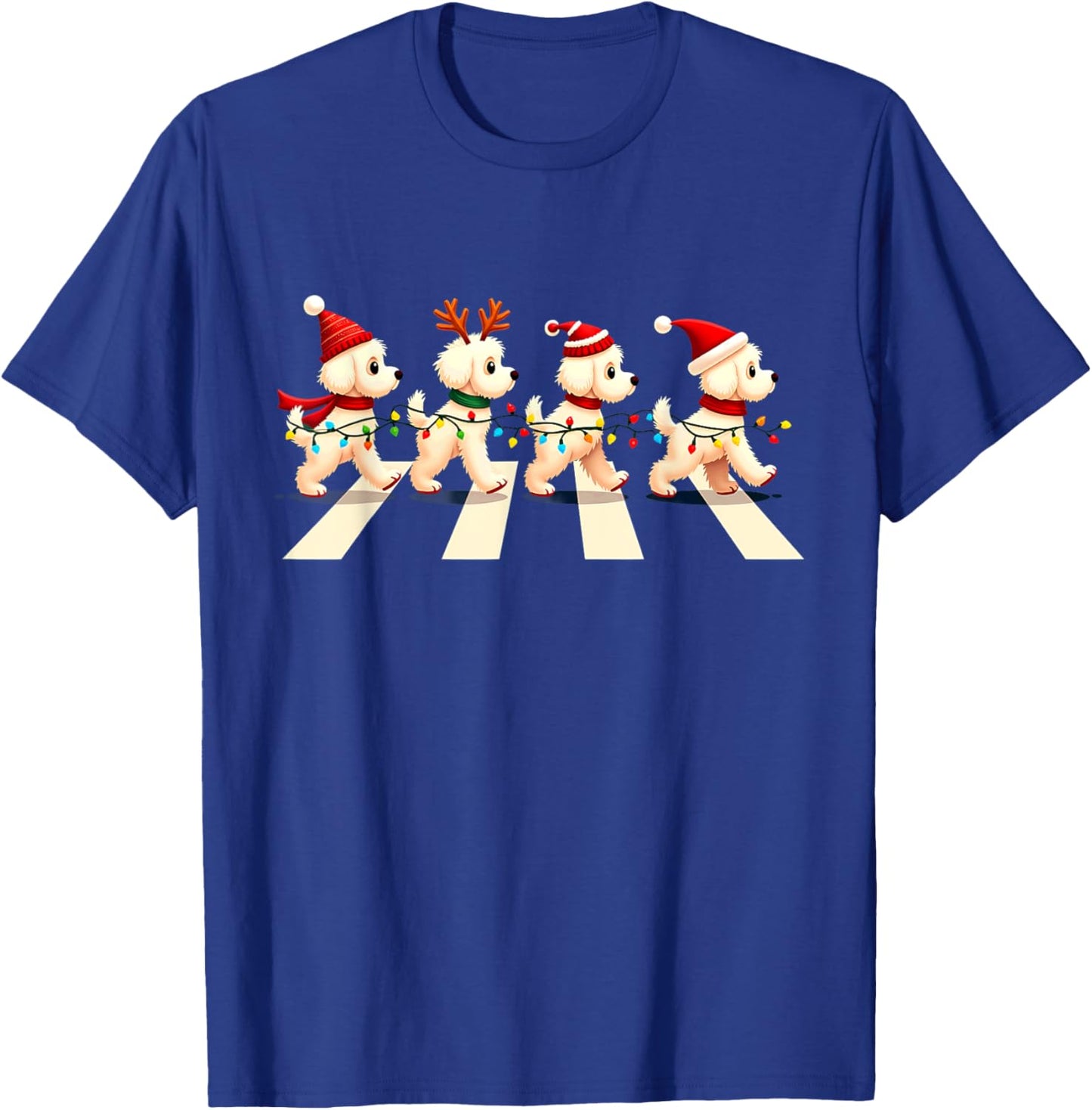 Bichon Frise Dog Crossing Road Xmas Women Kids T-Shirt - T-Shirt | Royal
