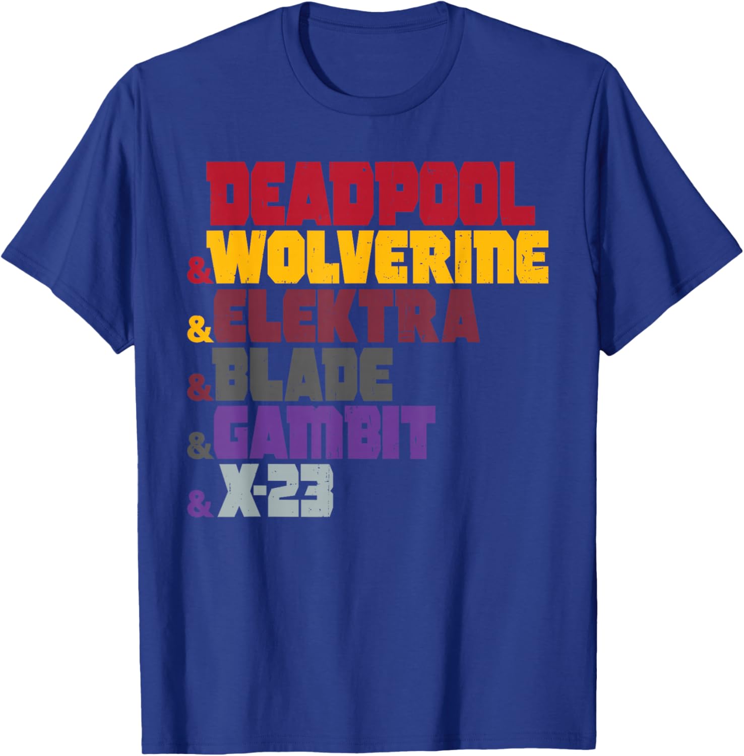 Marvel Deadpool & Wolverine Elektra & Blade & Gambit & X-23 T-Shirt - T-Shirt | Royal