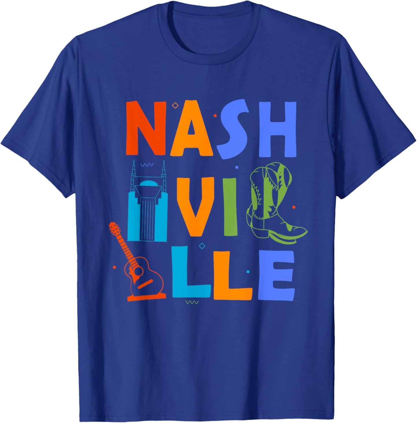 Souvenir from Nashville Tn Trip Guitar Music City Nashville T-Shirt - T-Shirt | Royal