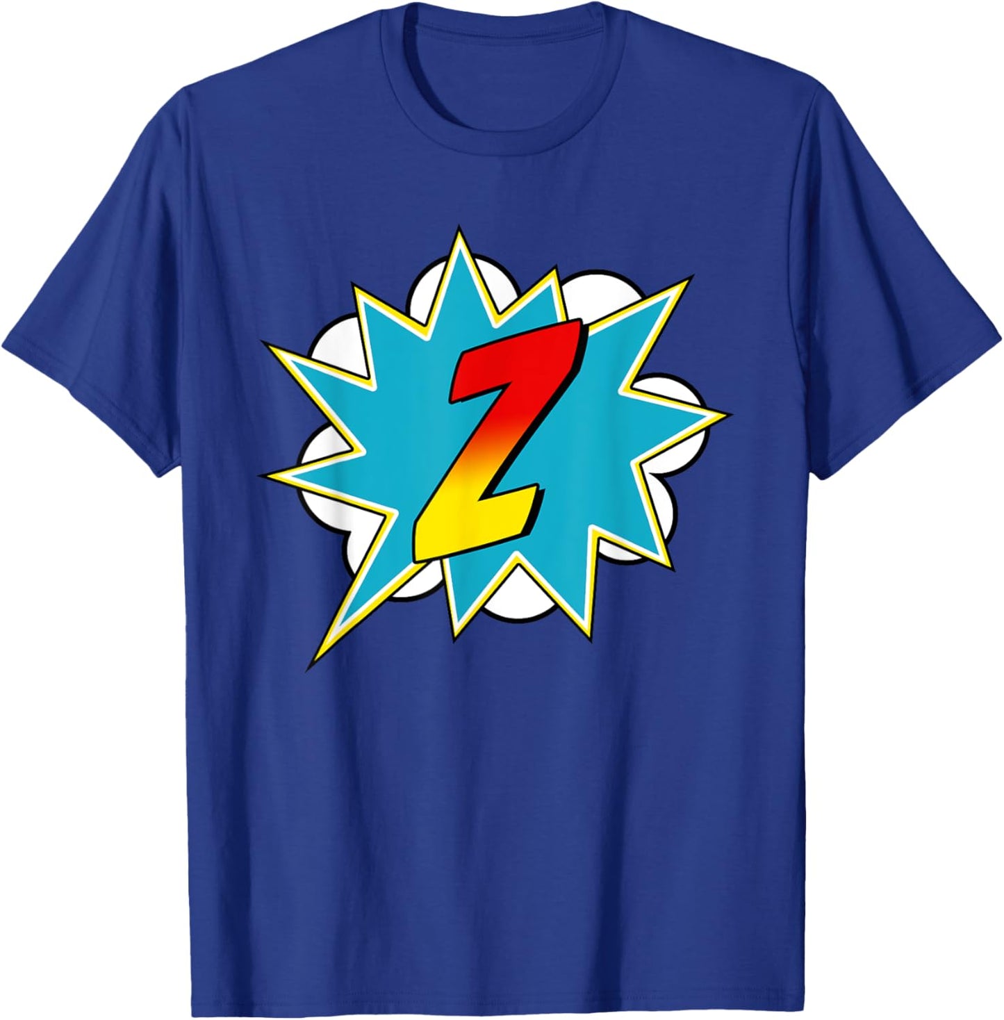 Letter Z Superhero Name Comic Letter Retro Costume T-Shirt - T-Shirt | Royal