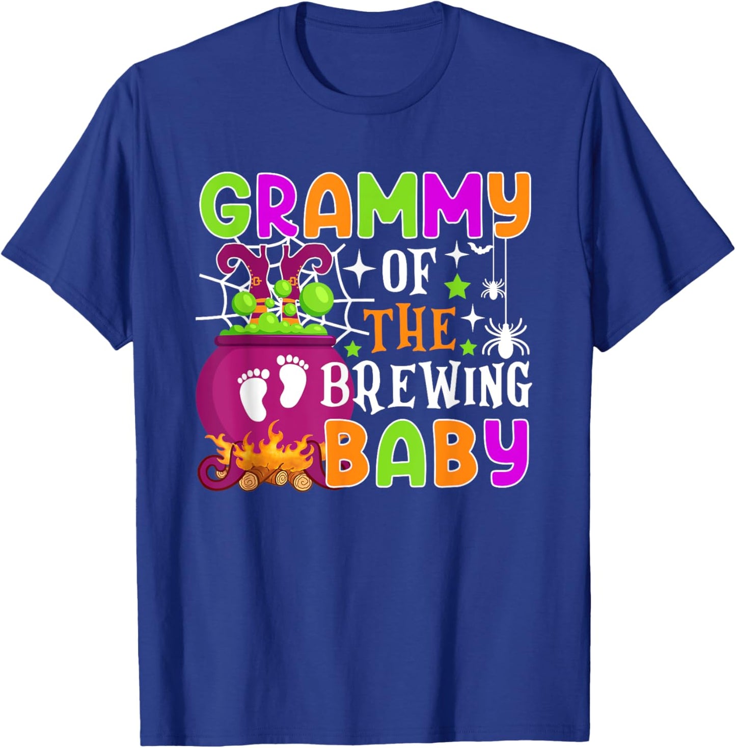 Grammy of Brewing Baby Halloween Theme Baby Shower Spooky T-Shirt - T-Shirt | Royal