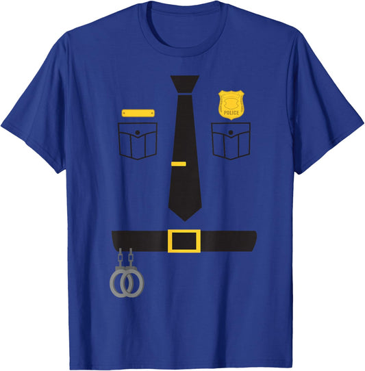 Cool Police Officer Costume Women Boys Cop Policeman T-Shirt - T-Shirt | Royal