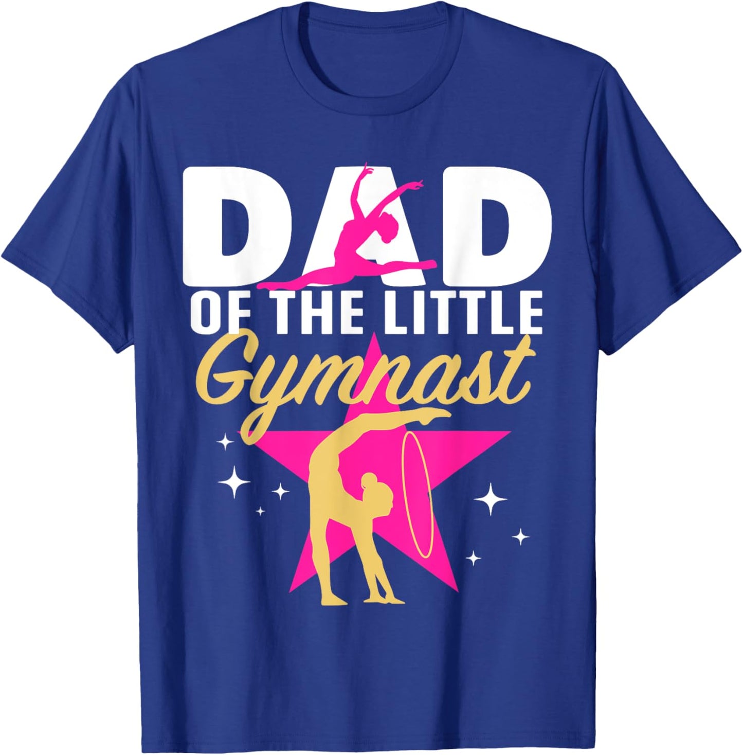 Dad Little Gymnast Girl Birthday Gymnastics Themed Party T-Shirt - T-Shirt | Royal