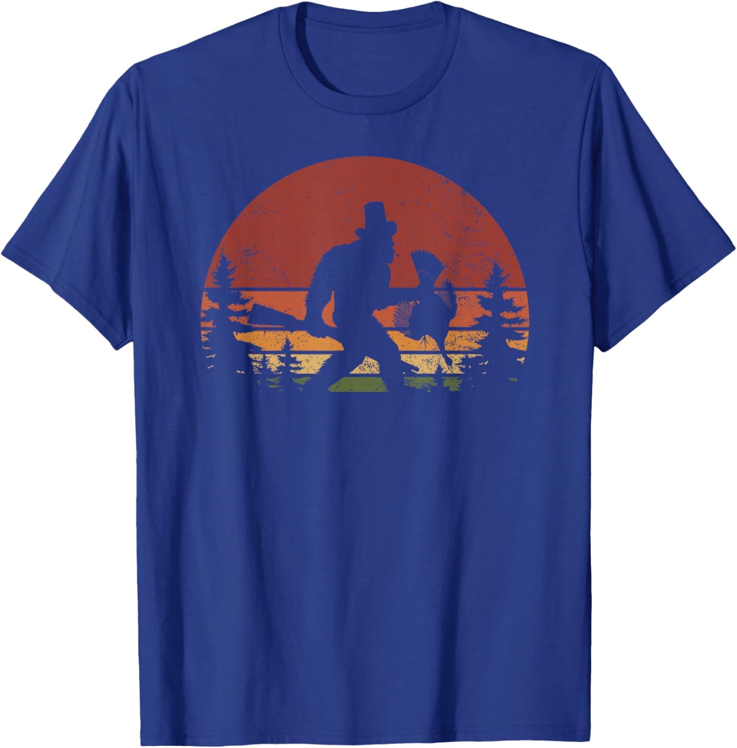 I Heart Cryptids Co. -Adults & Kids Retro Bigfoot Turkey Thanksgiving - Black, Small T-Shirt - T-Shirt | Royal