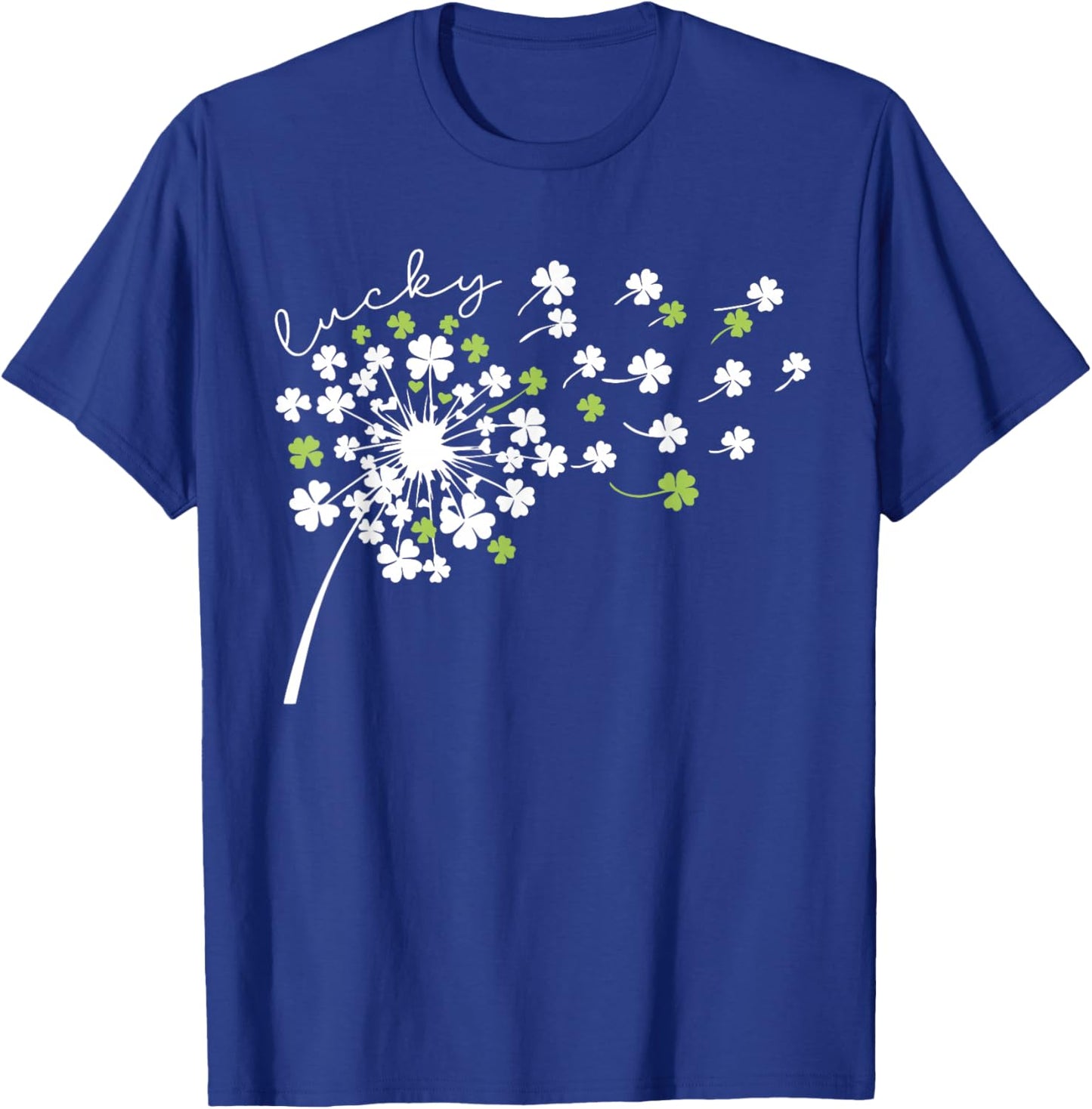 Lucky Dandelion Shamrock Funny St Patricks Day Women Girls T-Shirt - T-Shirt | Royal