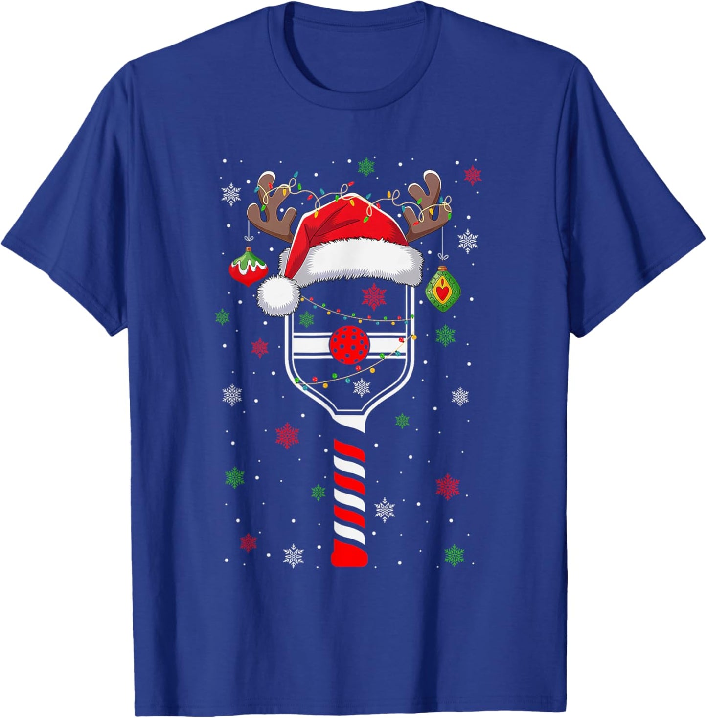 Funny Pickleball Player Christmas Holiday Reindeer Xmas T-Shirt - T-Shirt | Royal