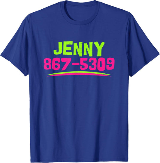 Nostalgic Jenny Phone Number 867-5309 Funny 80s Retro Music T-Shirt - T-Shirt | Royal