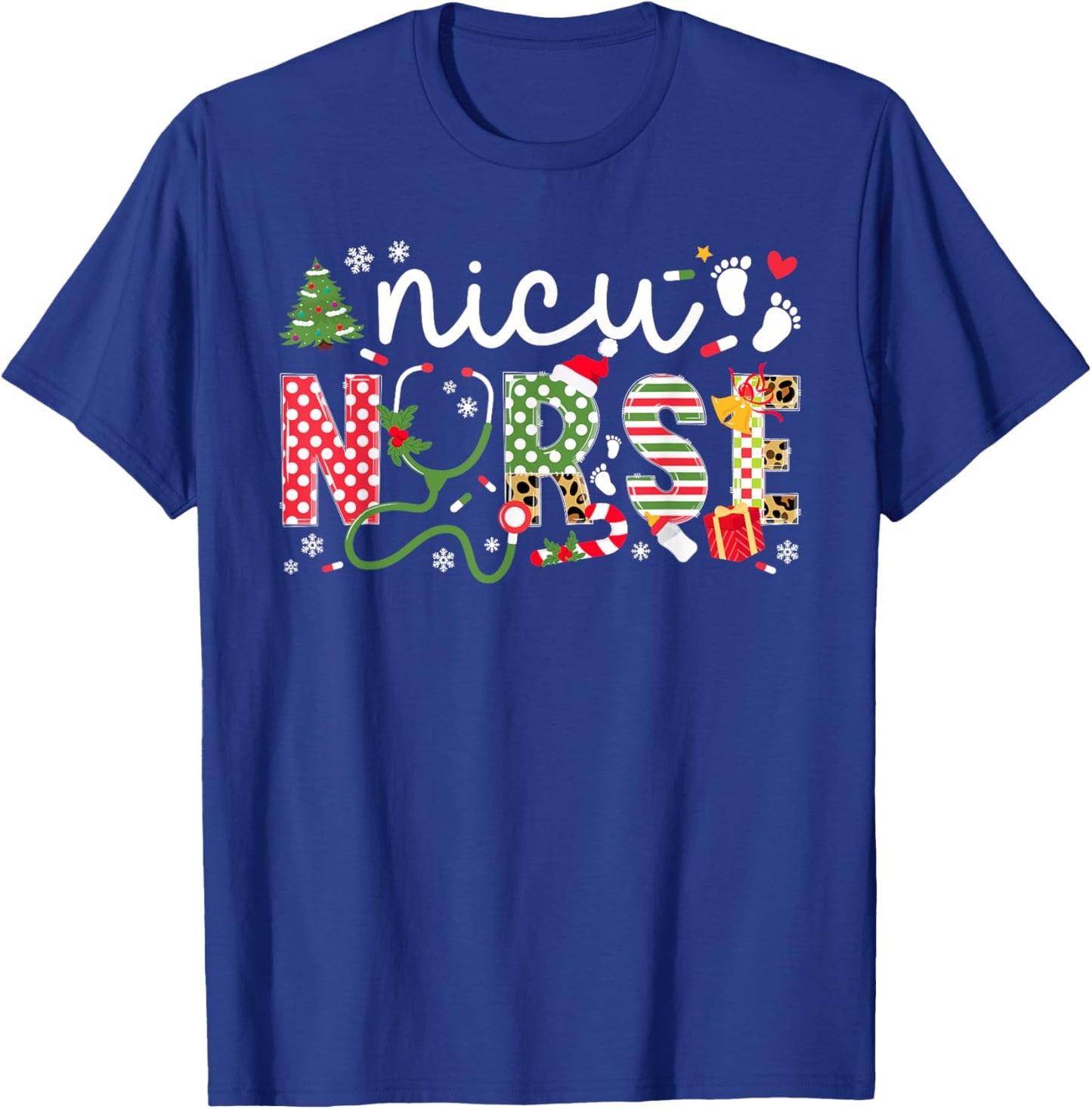 NICU Nurse Christmas Neonatal ICU Nurse Xmas Party T-Shirt - T-Shirt | Royal