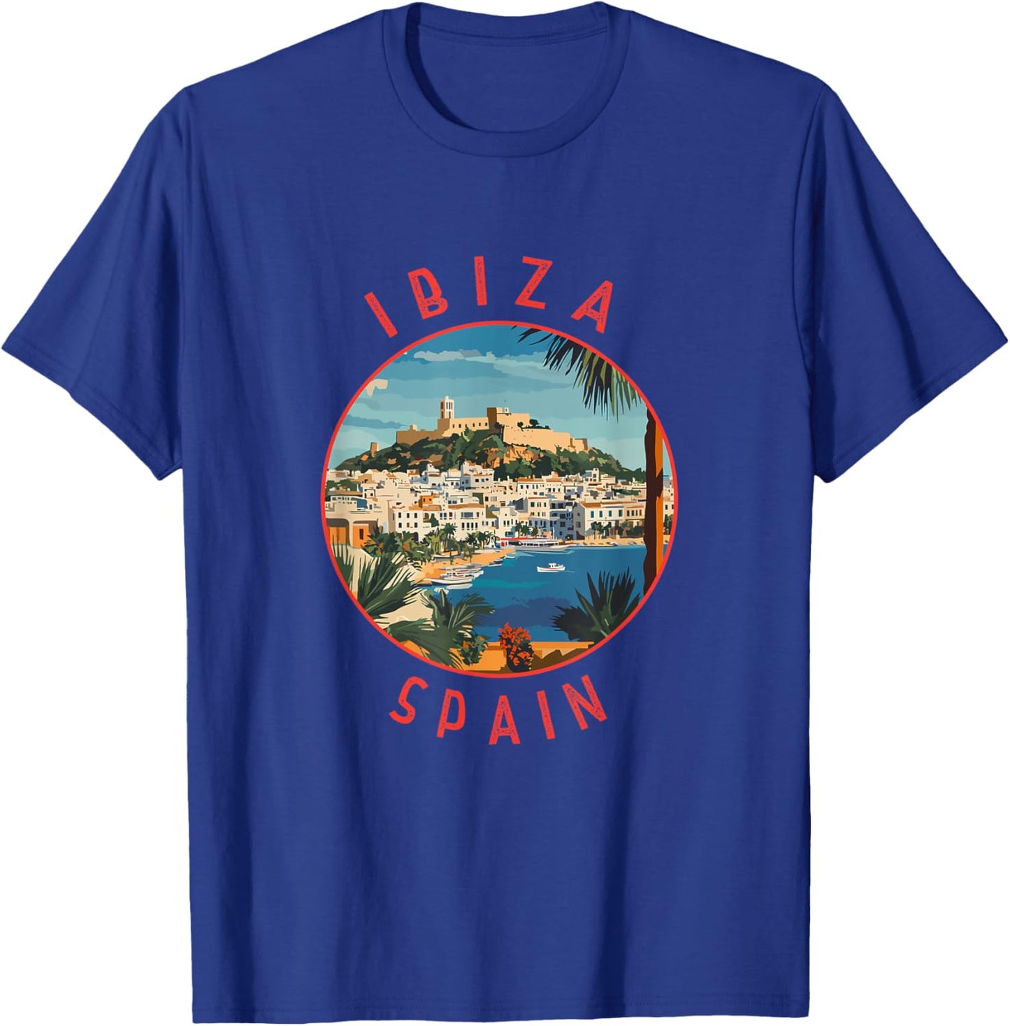 Ibiza Spain Retro Distressed Circle T-Shirt - T-Shirt | Royal