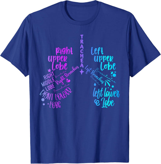 Lung Anatomy Tie Dye Pulmonologist Respiratory Therapist T-Shirt - T-Shirt | Royal