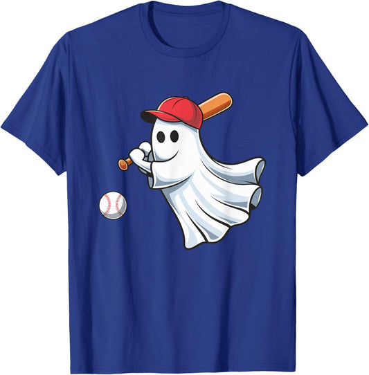 Ghost Playing Baseball Halloween Costume for Boys Kids T-Shirt - T-Shirt | Royal