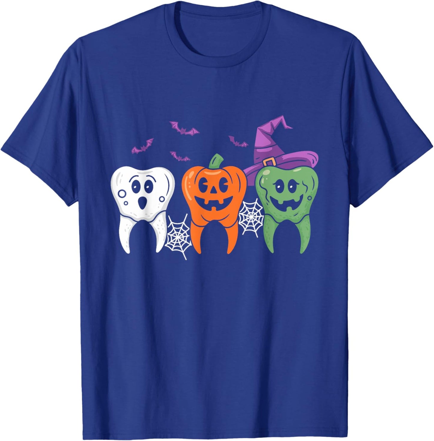 Teeth Ghost Pumpkin Witch Cute Dental Halloween Dentist T-Shirt - T-Shirt | Royal