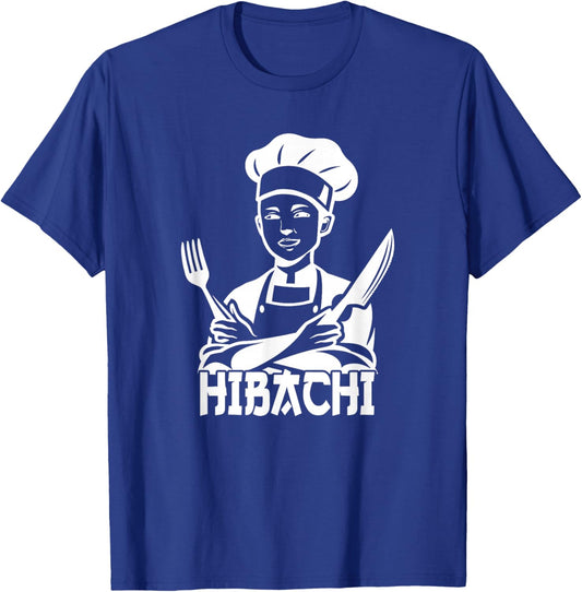 Hibachi Chef Knife Fork Culinary Art T-Shirt - T-Shirt | Royal
