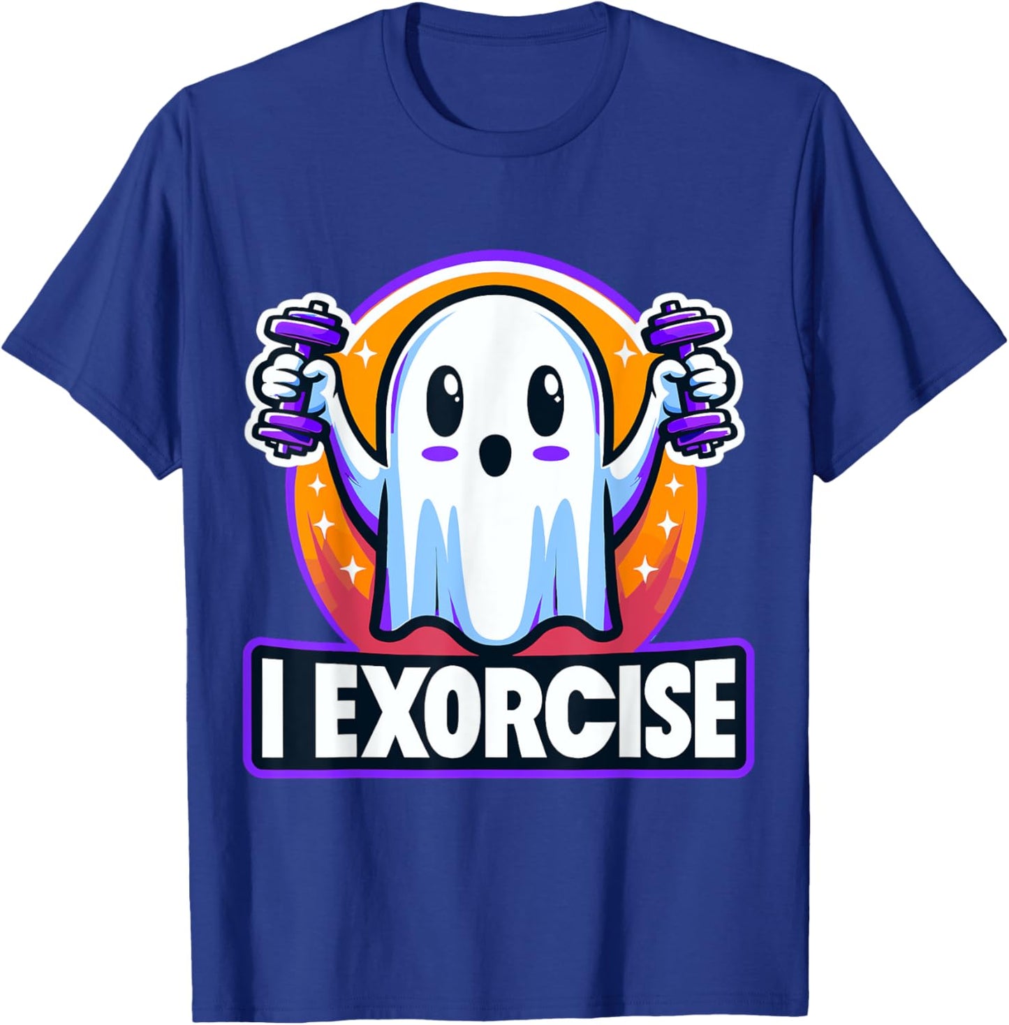 Halloween Gym Fitness Ghost I Exorcise T-Shirt - T-Shirt | Royal