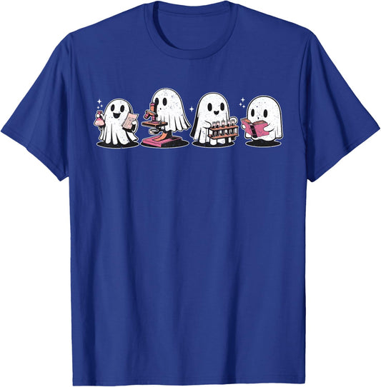 Cute Halloween Science Chemistry Ghost Laboratory Teacher T-Shirt - T-Shirt | Royal