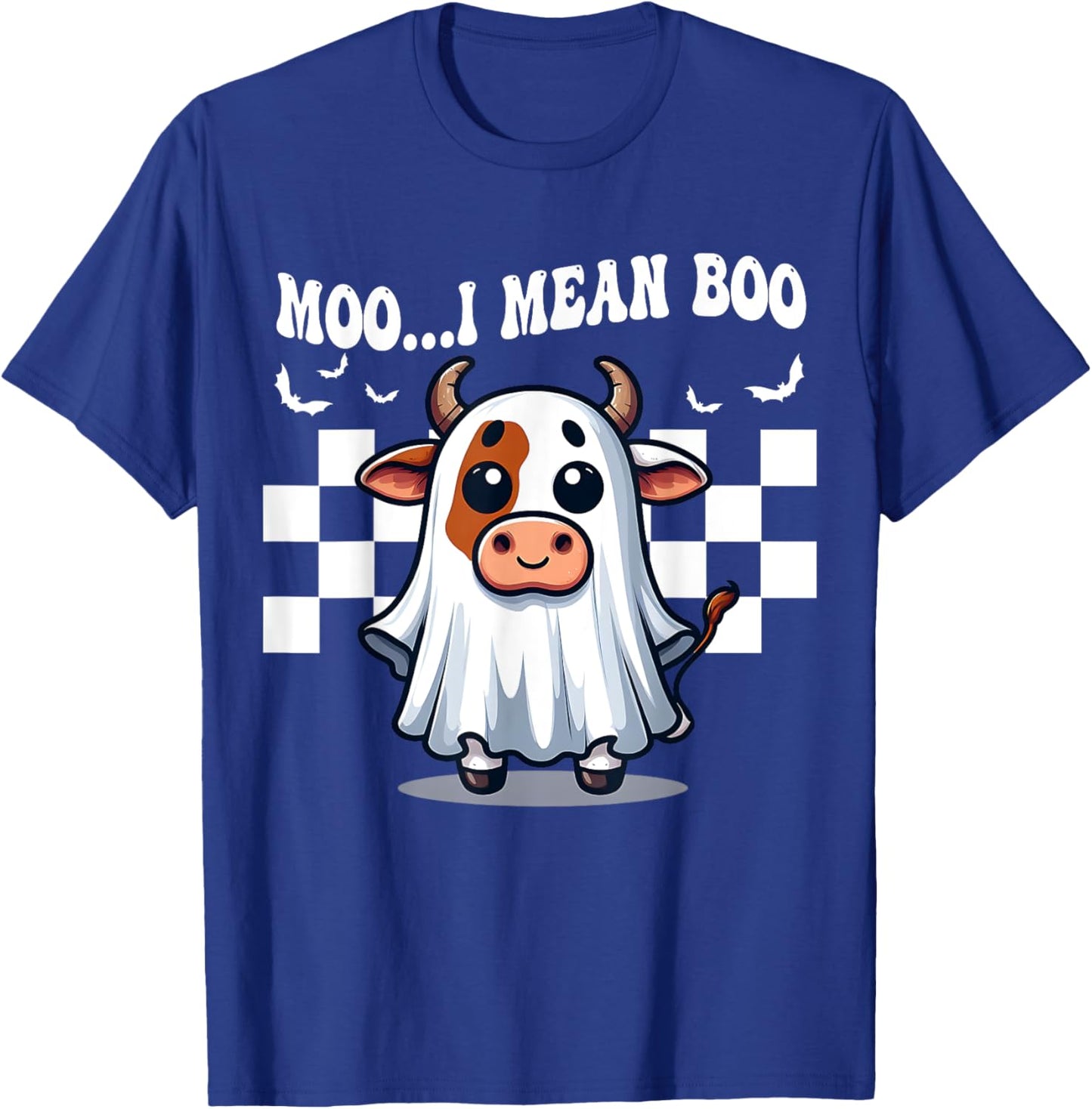 Moo I Mean Boo Ghost Cow funny Halloween men women kids cow T-Shirt - T-Shirt | Royal