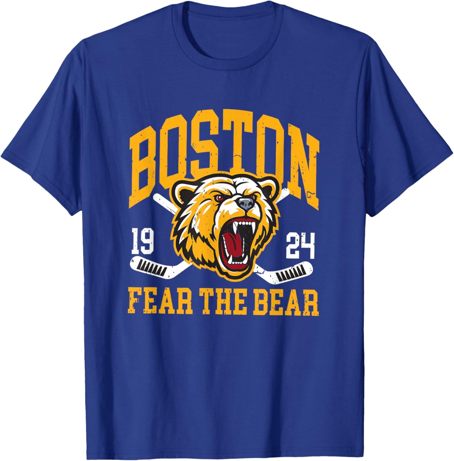 Boston Ice Hockey Fear the Bear T-Shirt - T-Shirt | Royal