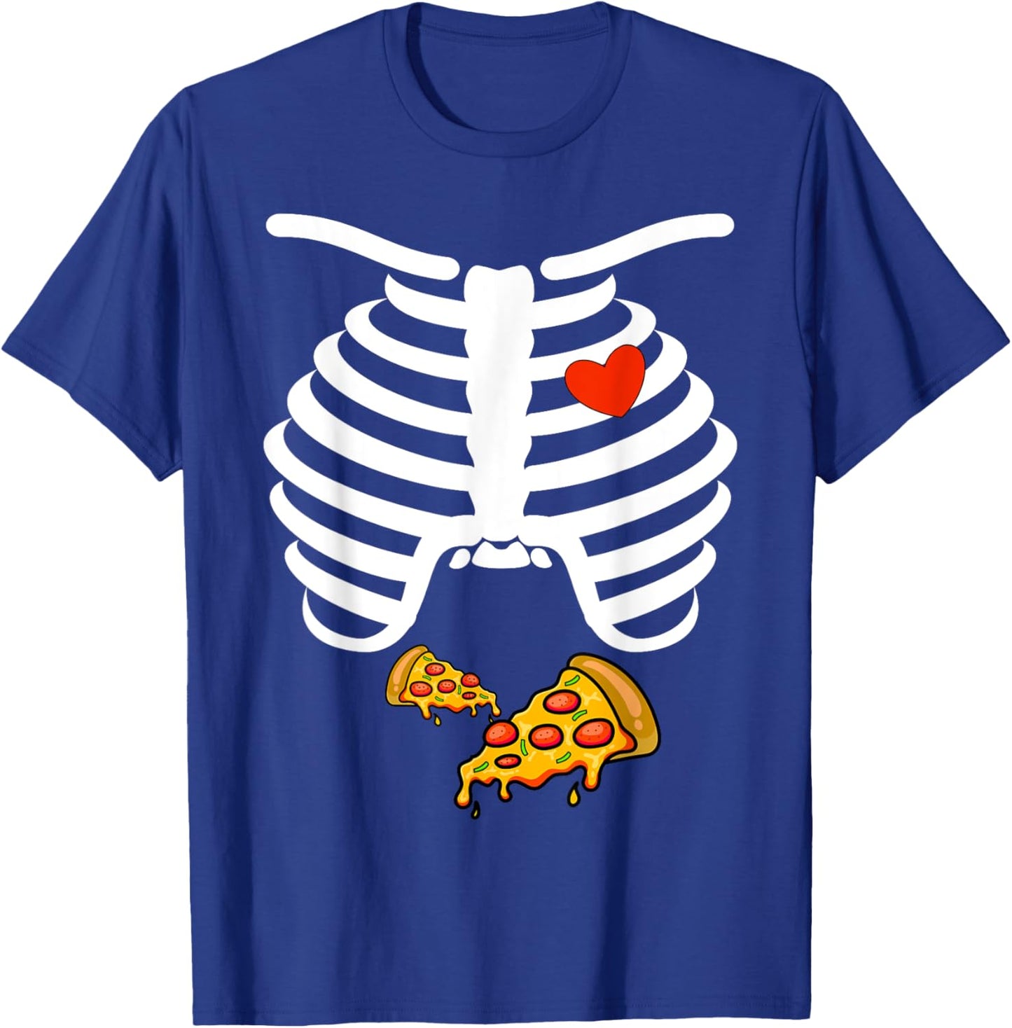 Skeleton Dad Pizza Funny Halloween Pregnancy Couples T-Shirt - T-Shirt | Royal