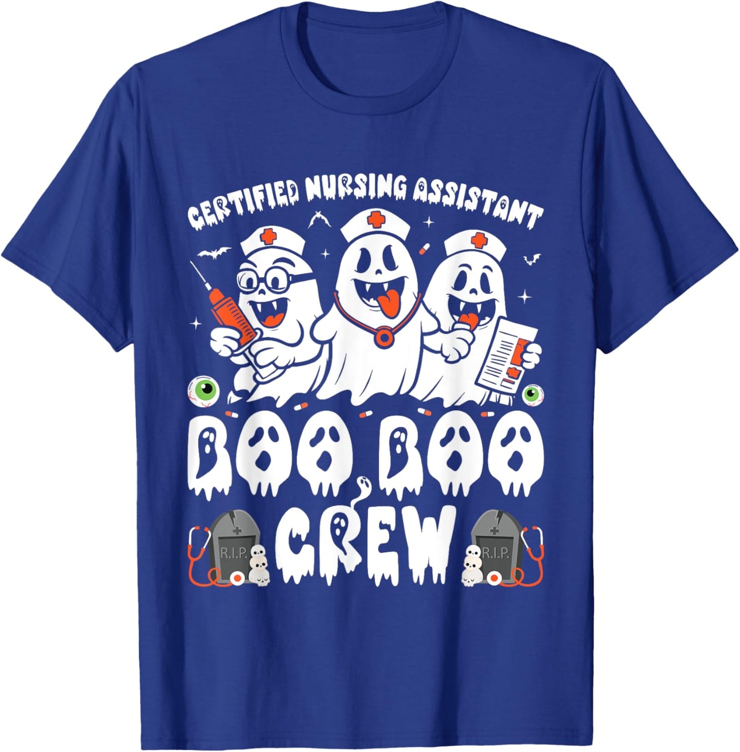 Certified Nursing Assistant Boo Boo Crew Halloween Ghost CNA T-Shirt - T-Shirt | Royal
