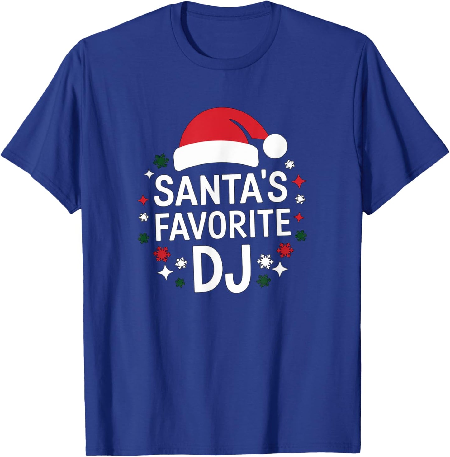 Christmas Santa's Favorite DJ Funny Xmas Deejay Disc Jockey T-Shirt - T-Shirt | Royal