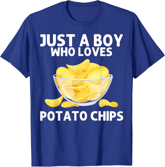 Funny Potato Chips Art Boys Kids Bag Of Chips Lover T-Shirt - T-Shirt | Royal