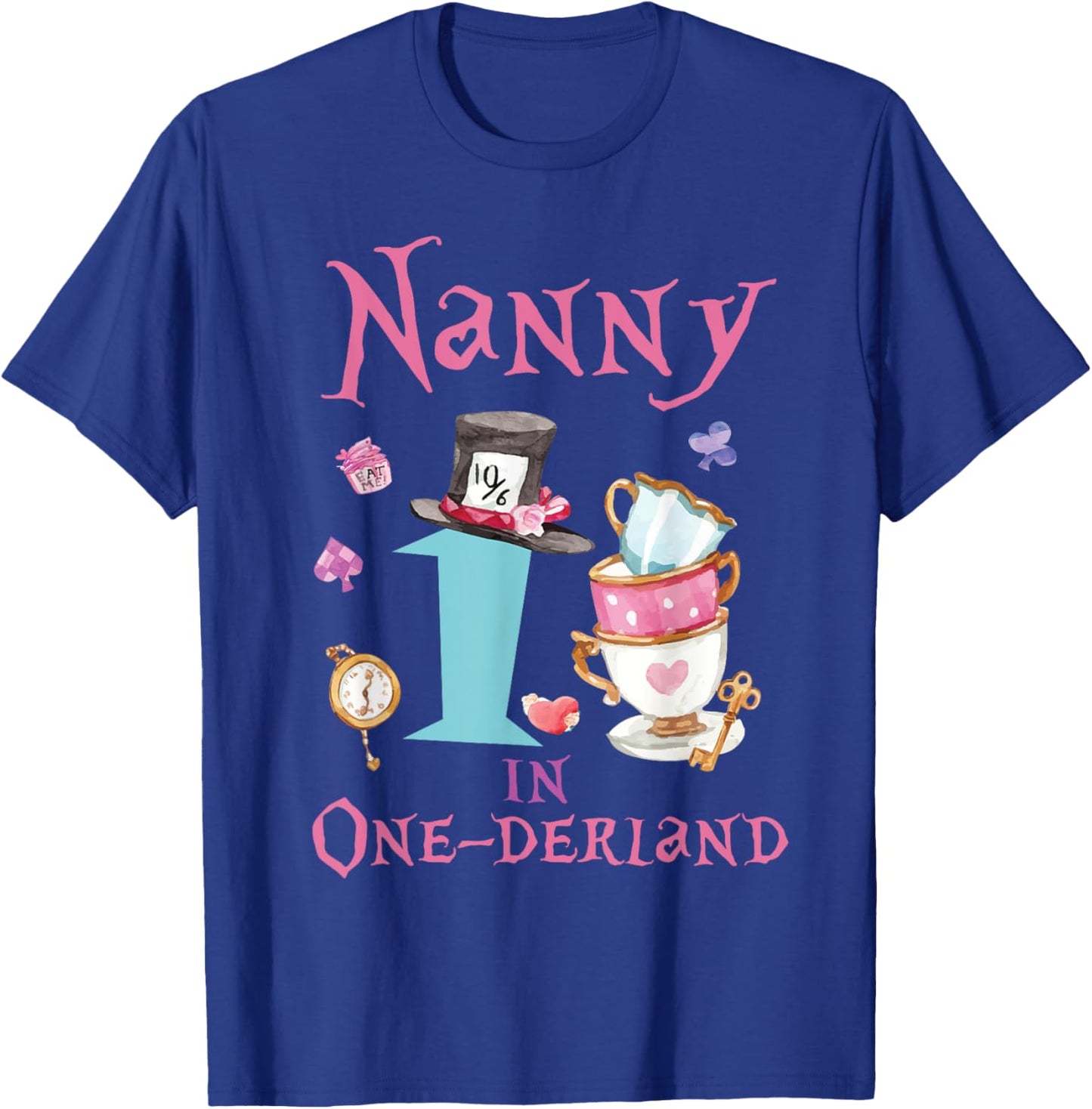 Nanny In Onderland 1st Birthday Girl Family Tea Party T-Shirt - T-Shirt | Royal
