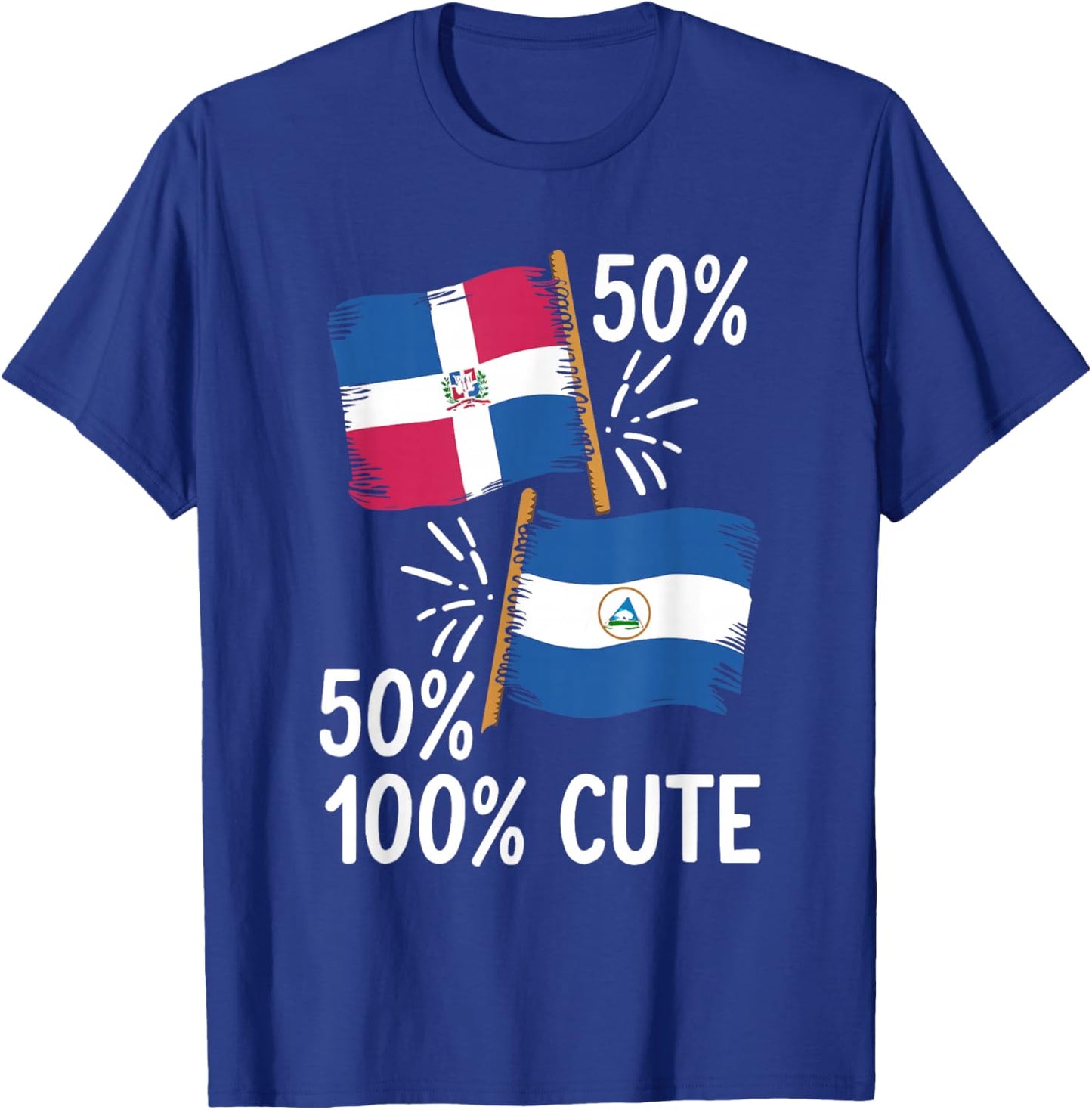 Half Dominican Half Nicaraguan Dominican Republic Nicaragua T-Shirt - T-Shirt | Royal
