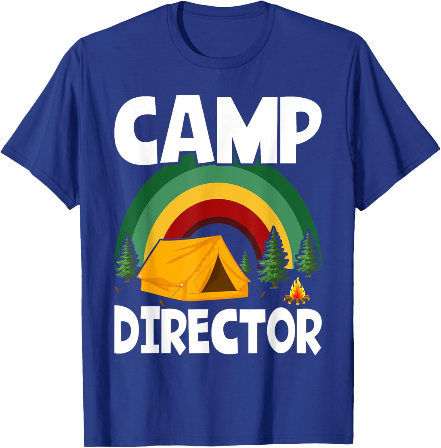 Summer Camp Director Counselor Camper Rainbow Pine Tree T-Shirt - T-Shirt | Royal