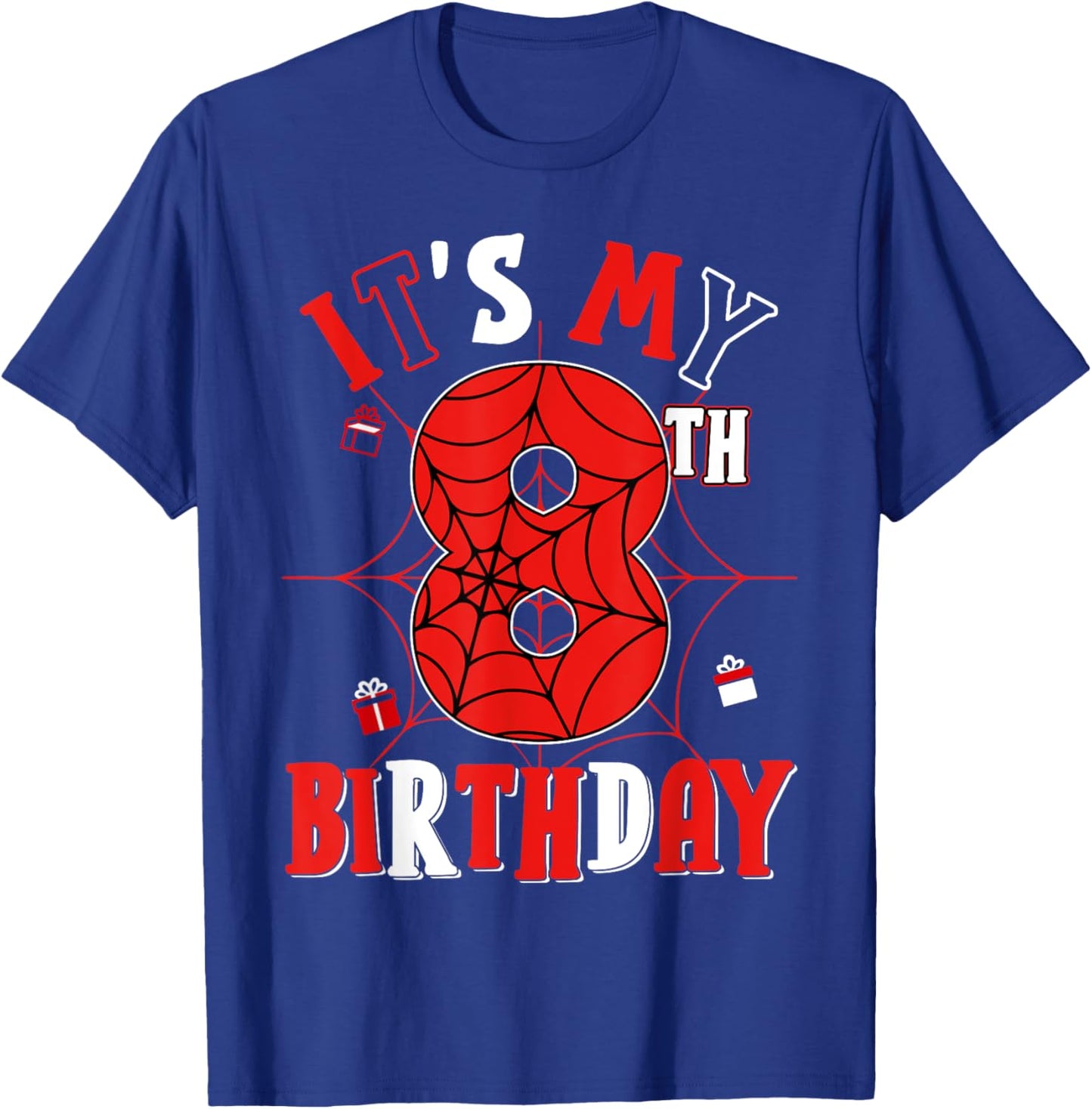 Birthday Party Spider Web Costume It's My 8th Birthday T-Shirt - T-Shirt | Royal