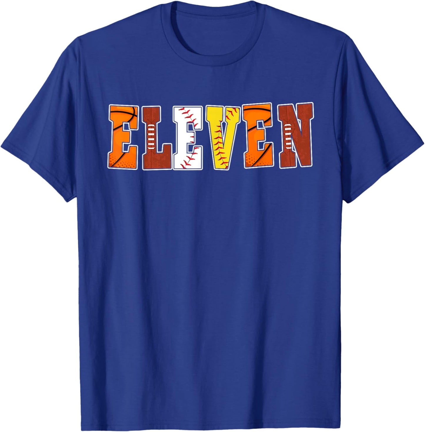 11th Birthday Sports Theme 11 Year Old Boy Girl Party T-Shirt - T-Shirt | Royal
