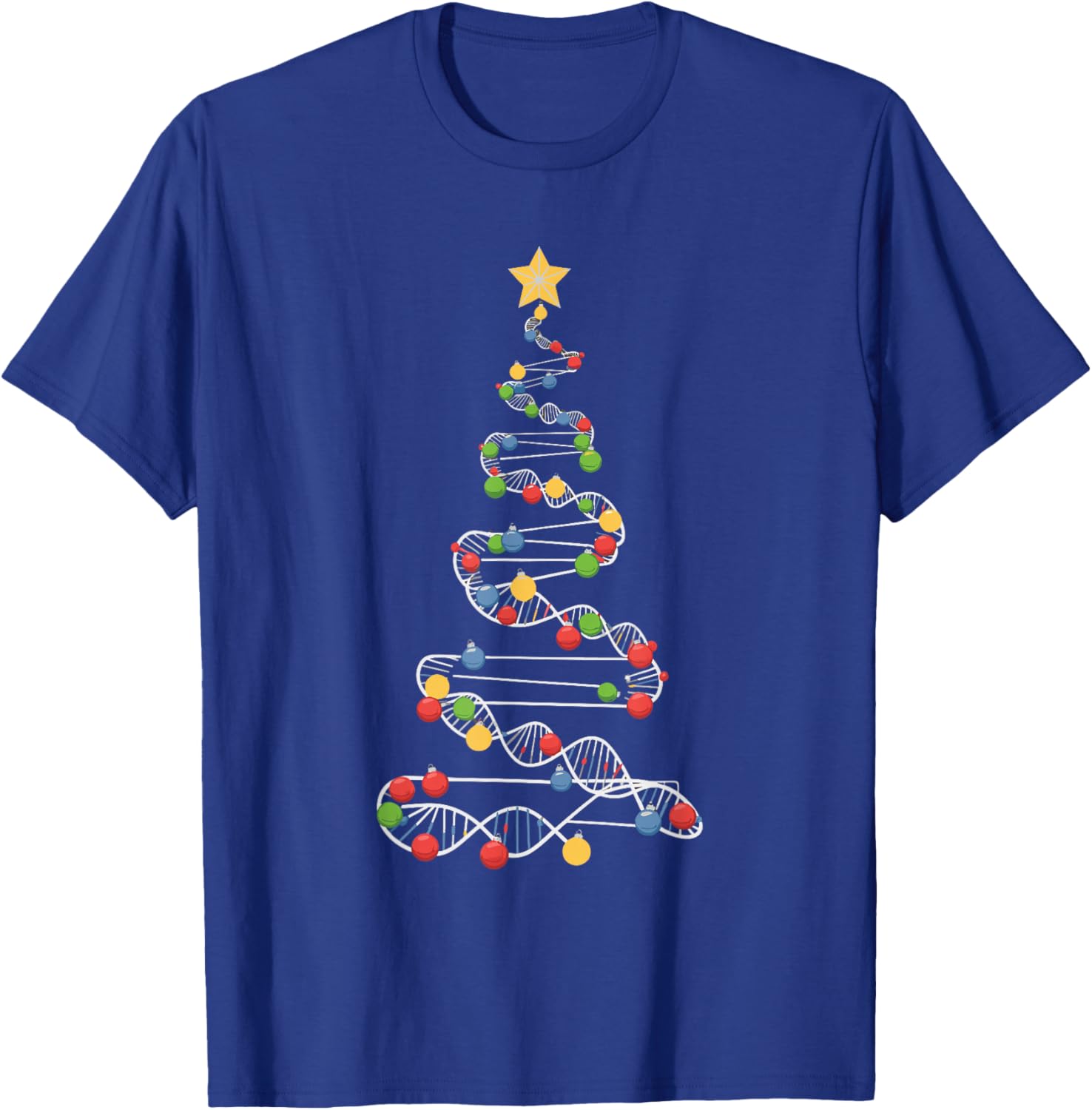 DNA Helix Christmas Tree Scientist Biology Science Teacher T-Shirt - T-Shirt | Royal