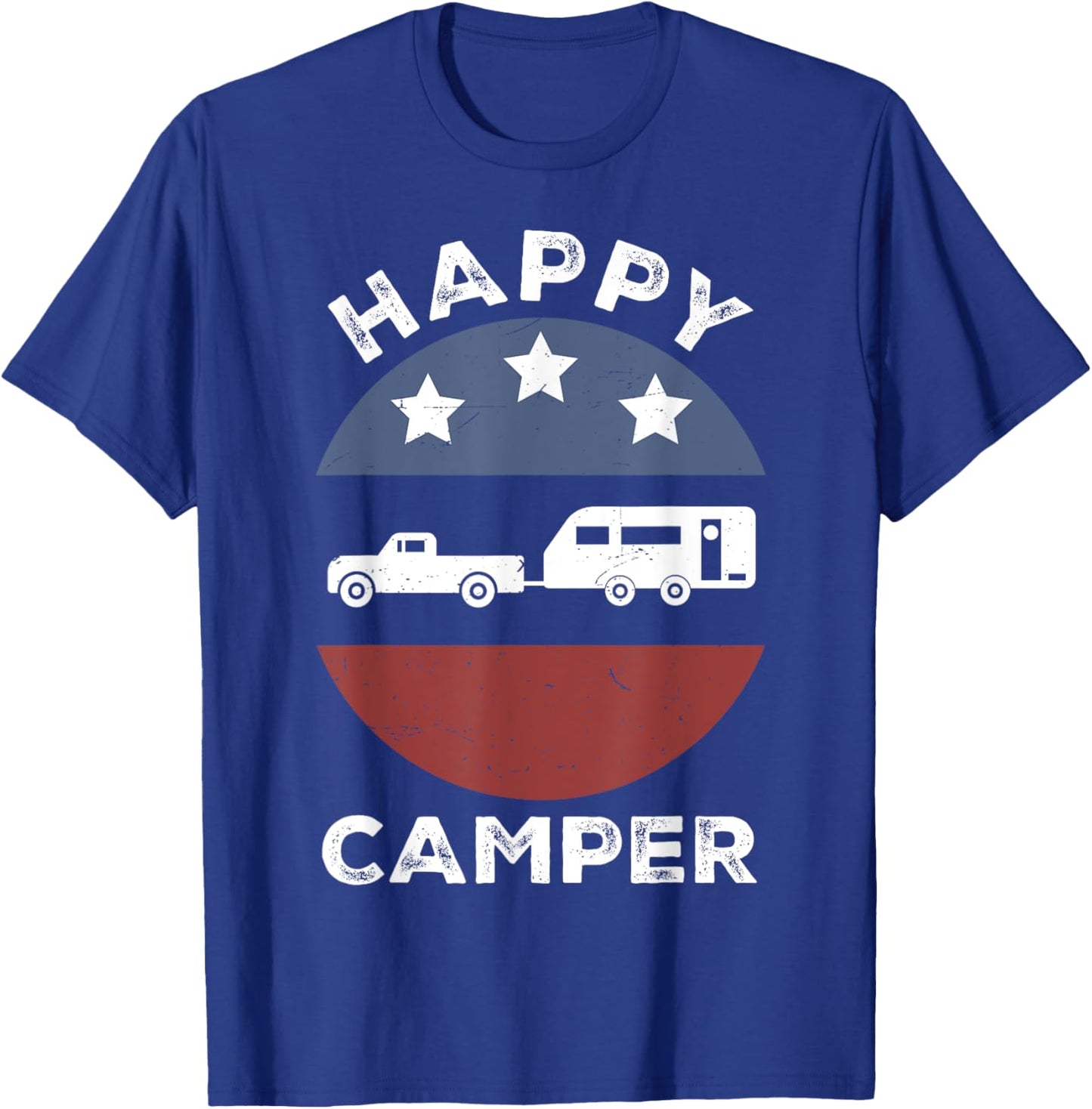 Retro Happy Camper Men Women Funny Camping Dad Boy Toddler T-Shirt - T-Shirt | Royal