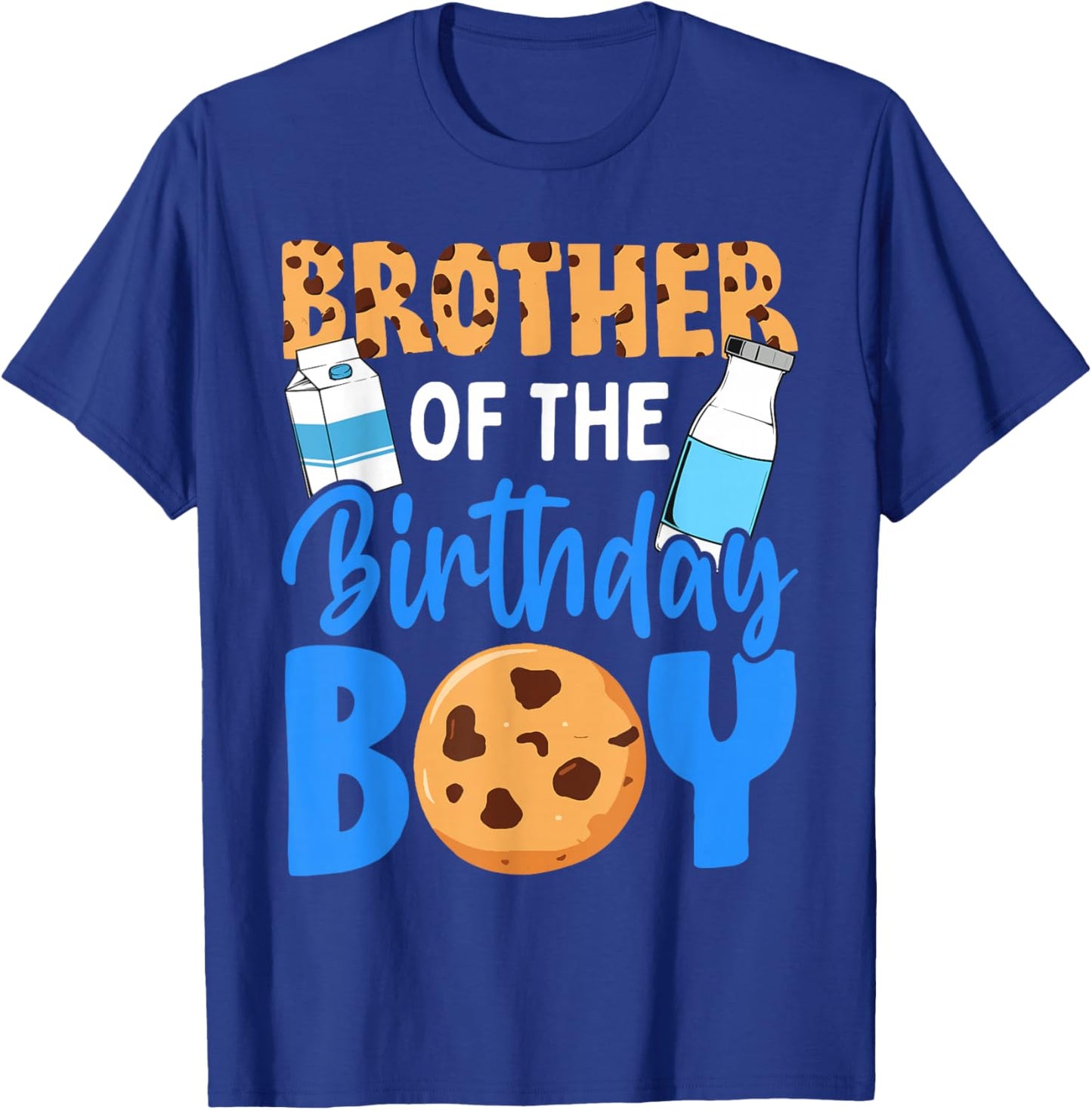 Brother of the birthday boy Milk and Cookies 1st birthday T-Shirt - T-Shirt | Royal