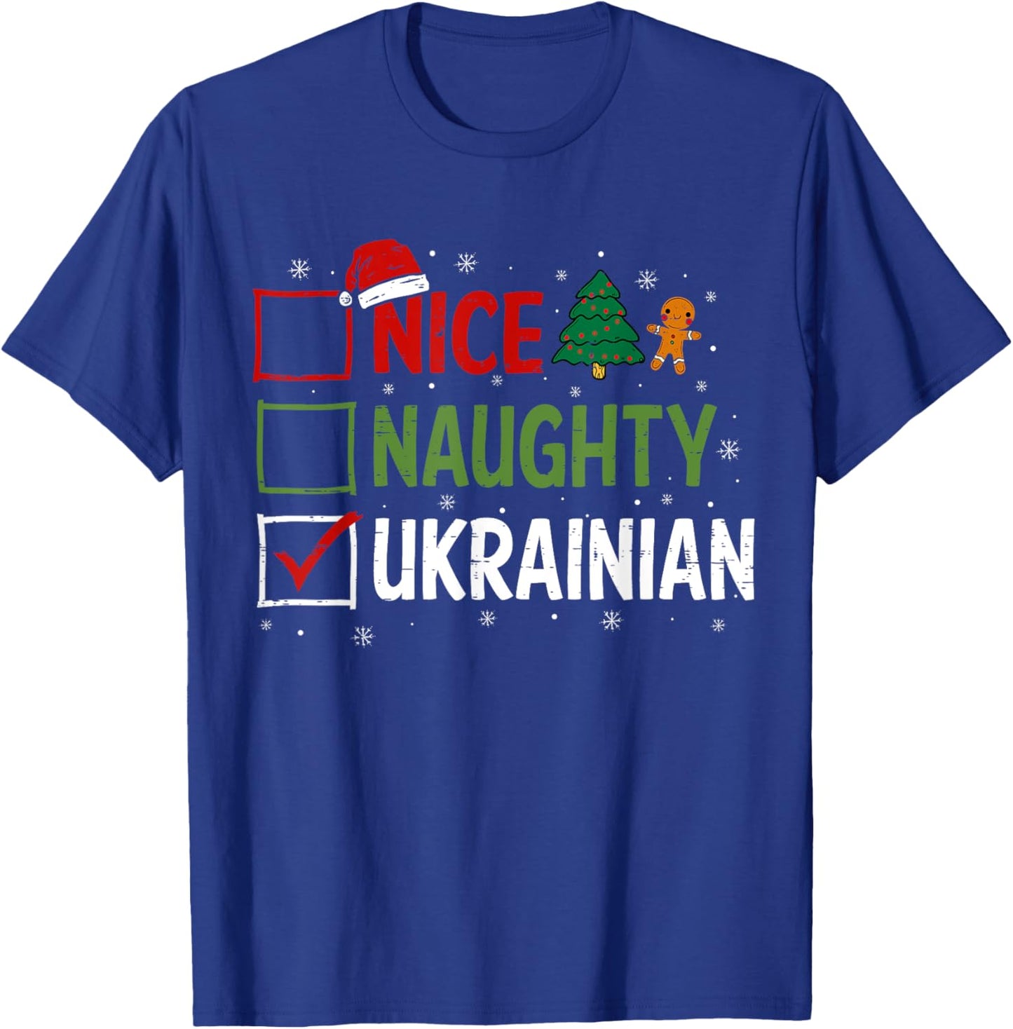 Naughty Nice ukrainian Christmas Pajamas Santa Claus Xmas T-Shirt - T-Shirt | Royal