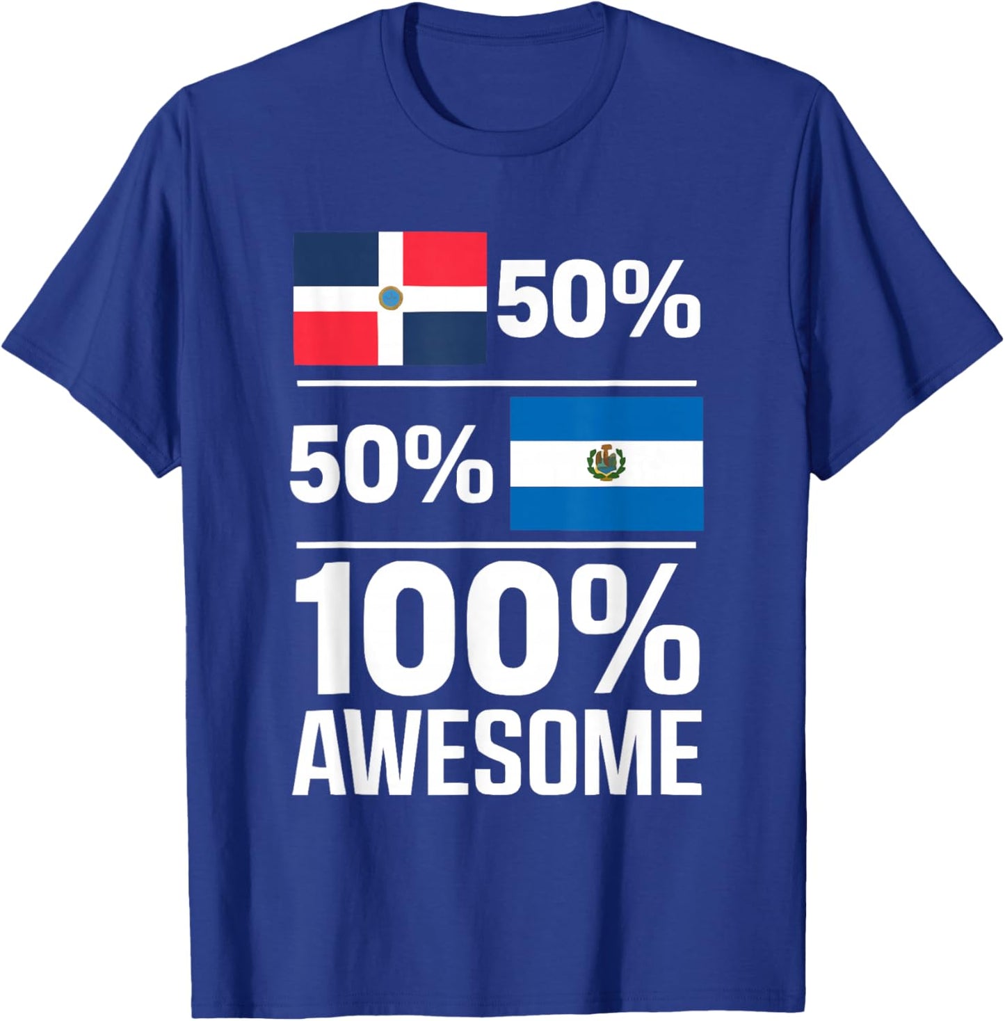 Half Salvadorian Half Dominican Republic Flag El Salvador T-Shirt - T-Shirt | Royal