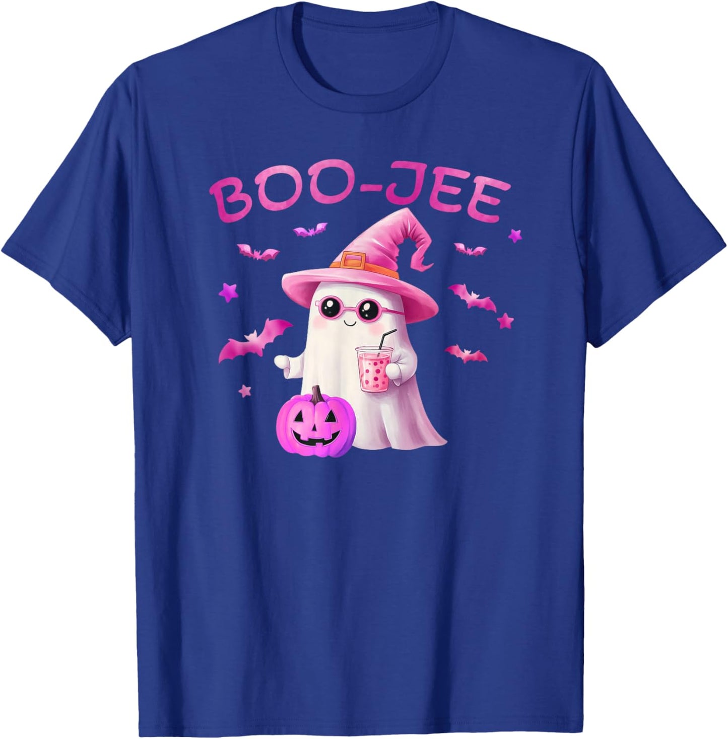 Boo-Jee Ghost - Cute Pink Ghost Halloween Design T-Shirt - T-Shirt | Royal