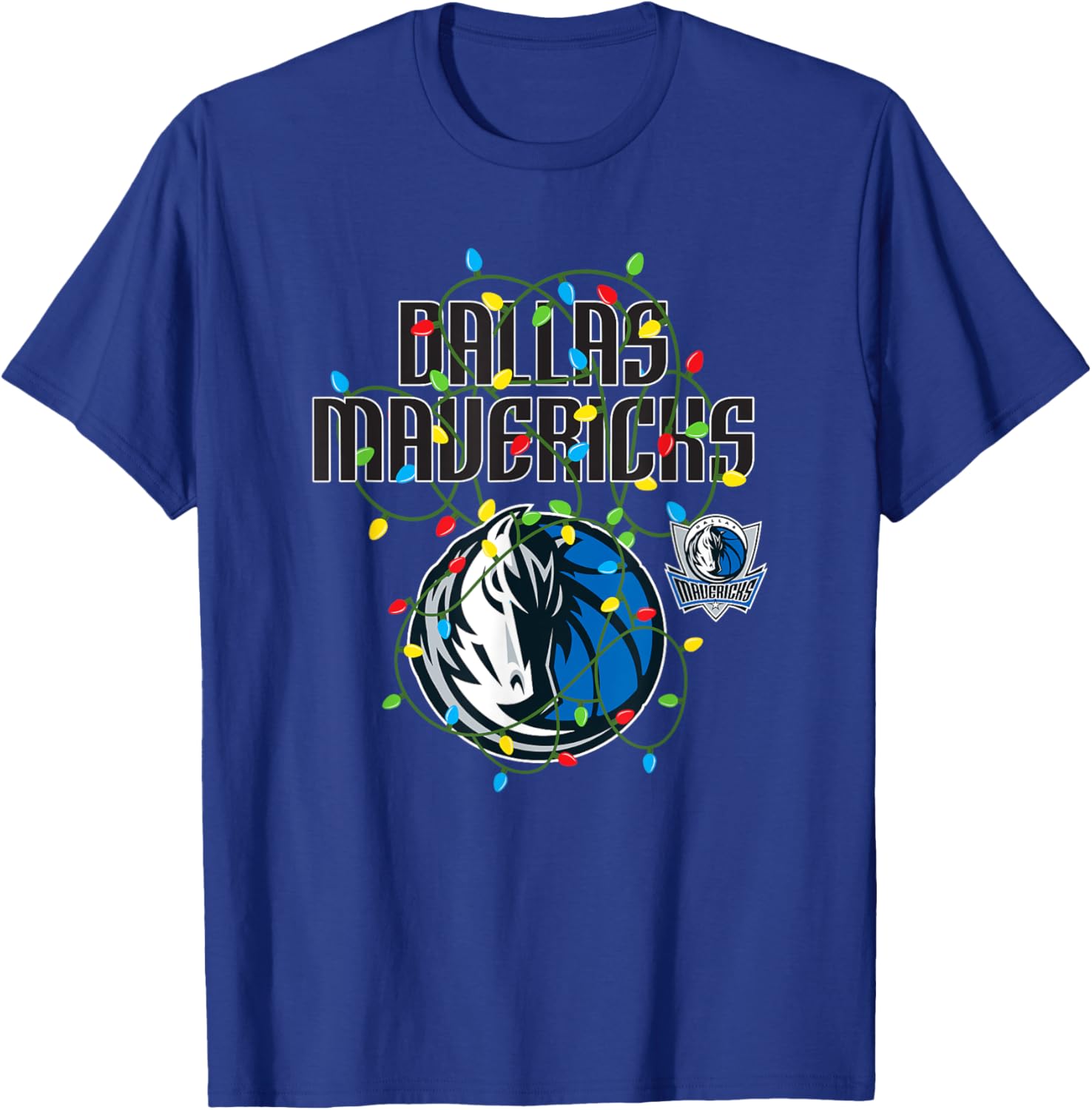 NBA Dallas Mavericks Christmas Lights Holiday T-Shirt - T-Shirt | Royal