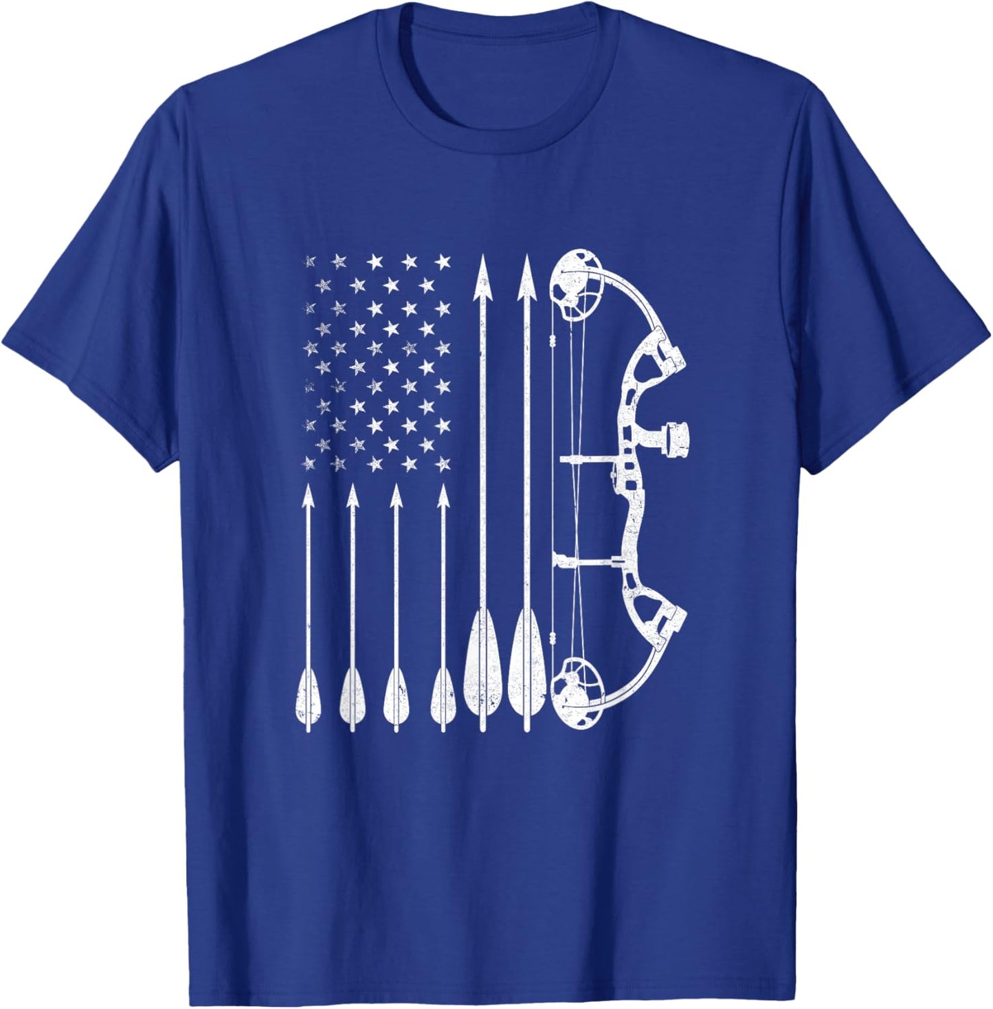 American Flag Bowhunting Bow Archery For Deer Hunter Hunting T-Shirt - T-Shirt | Royal