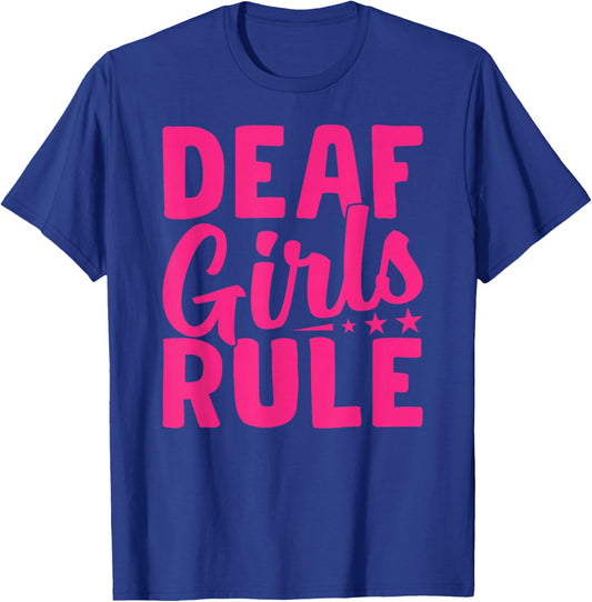 ASL American Sign Languages Deaf Girl Rules Deaf T-Shirt - T-Shirt | Royal