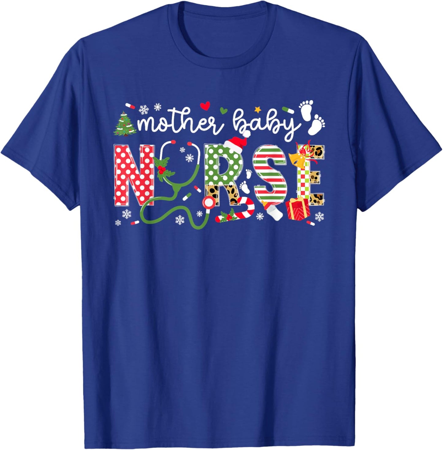 Mother Baby Nurse Christmas Mother Baby Nursing Xmas T-Shirt - T-Shirt | Royal