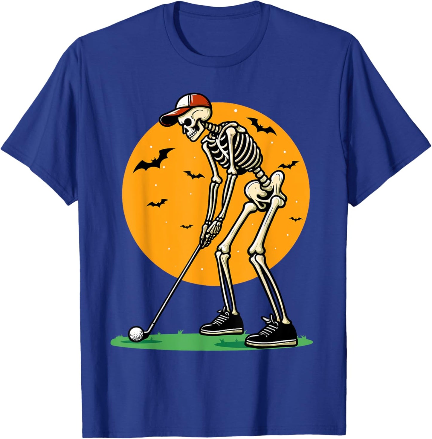 Halloween Golf Skeleton Golfer Funny Halloween Golfing T-Shirt - T-Shirt | Royal