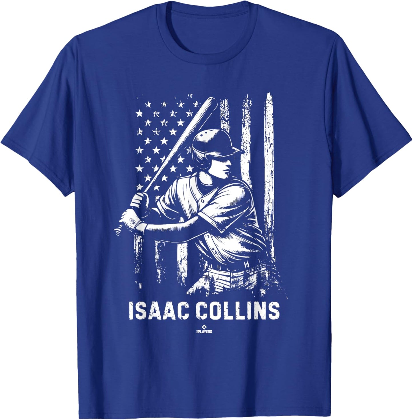 Player Illustration Flag Isaac Collins Prospect Baseball Fan T-Shirt - T-Shirt | Royal
