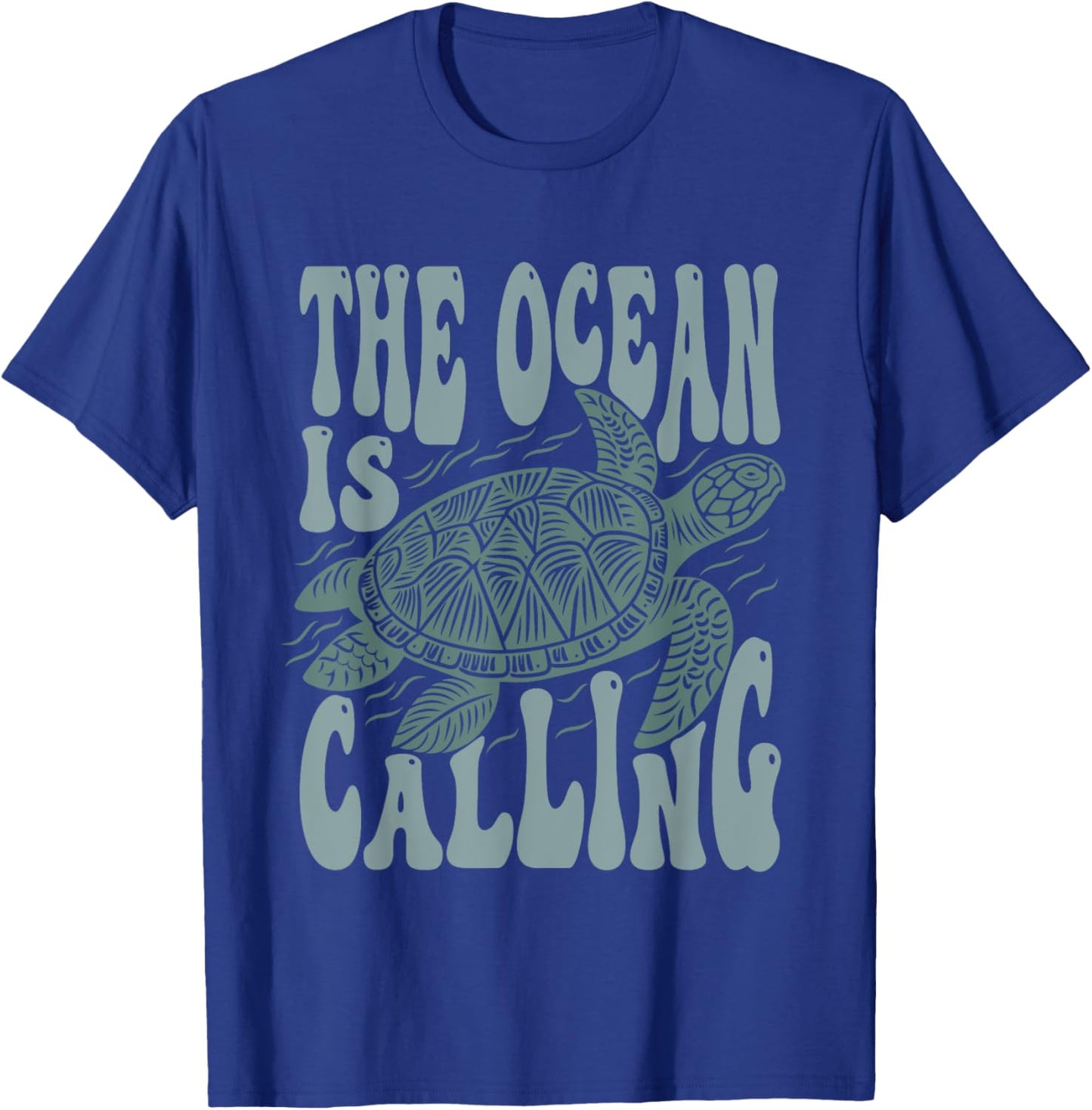 The Ocean Is Calling Nature Lovers Sea Turtle Reptile Art T-Shirt - T-Shirt | Royal