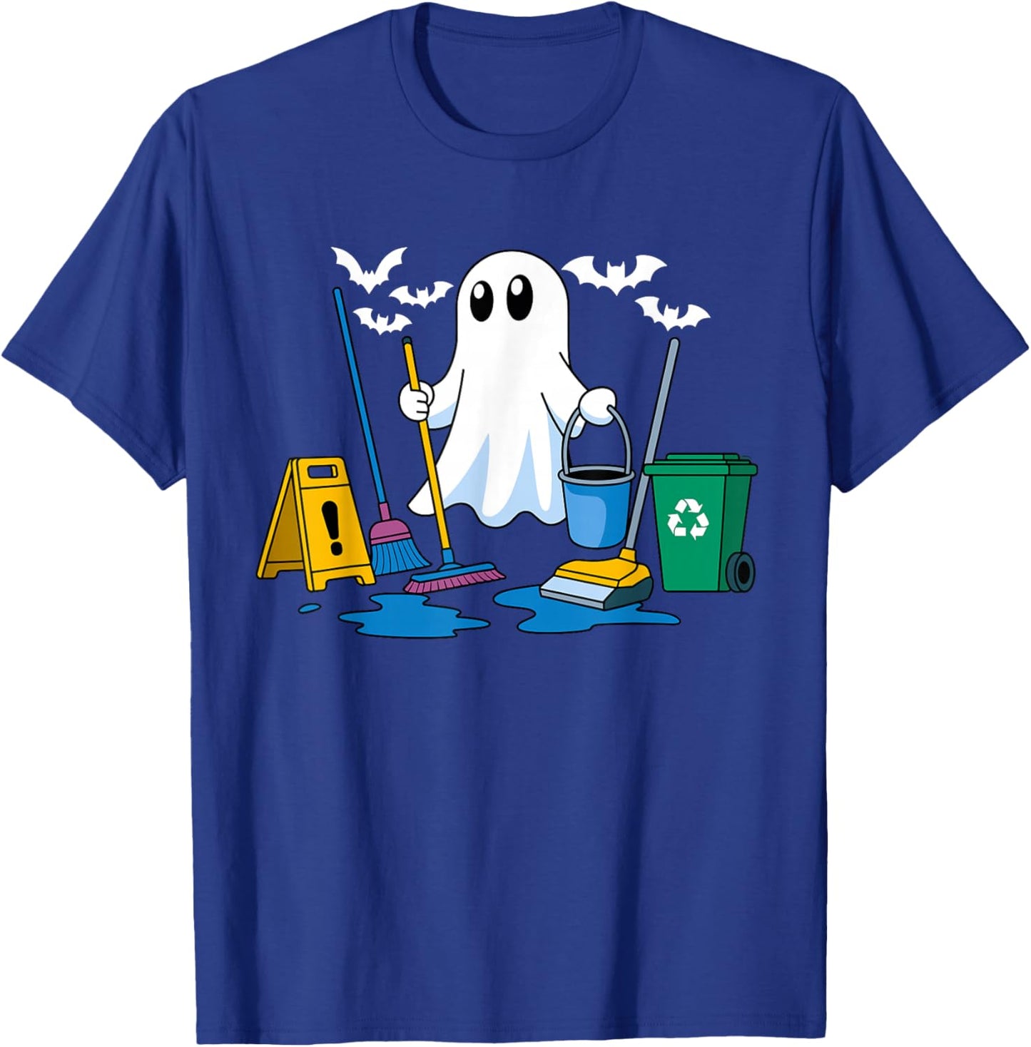 School Custodian Janitor Ghost Halloween T-Shirt - T-Shirt | Royal